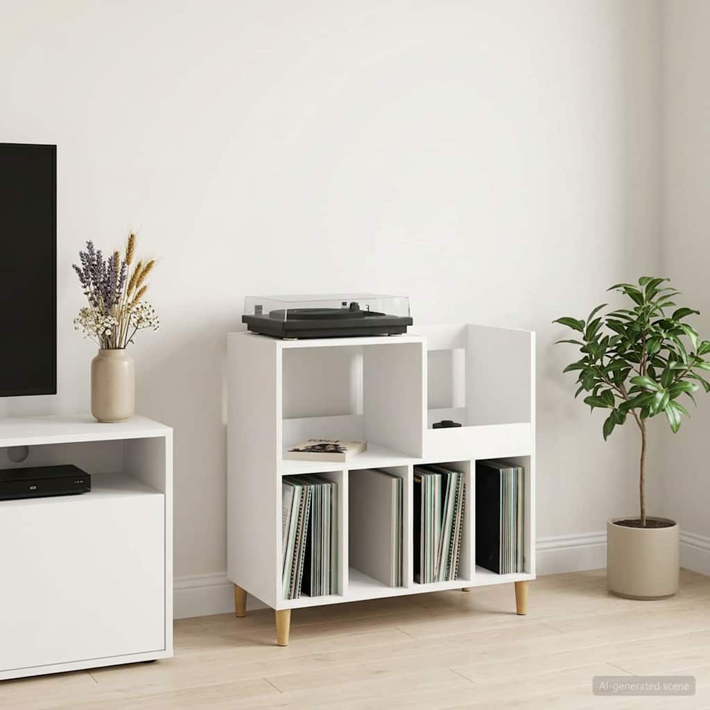 Record Player Stand White Modern 82 cm x 82.5 cm