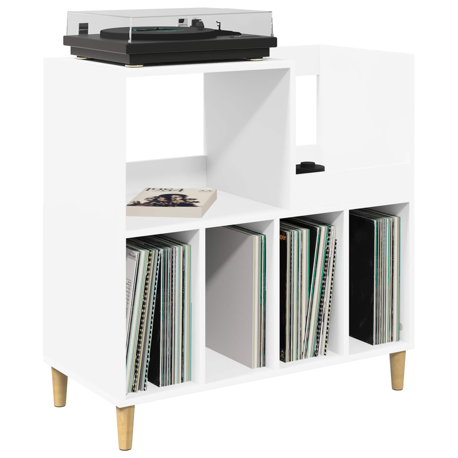 Record Player Stand White Modern 82 cm x 82.5 cm