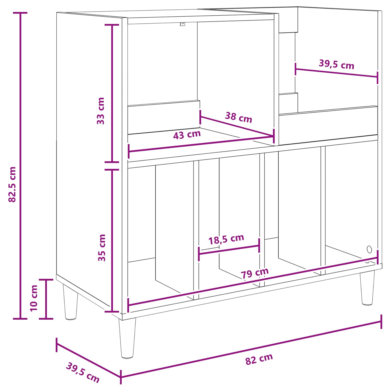 Record Player Stand White Modern 82 cm x 82.5 cm
