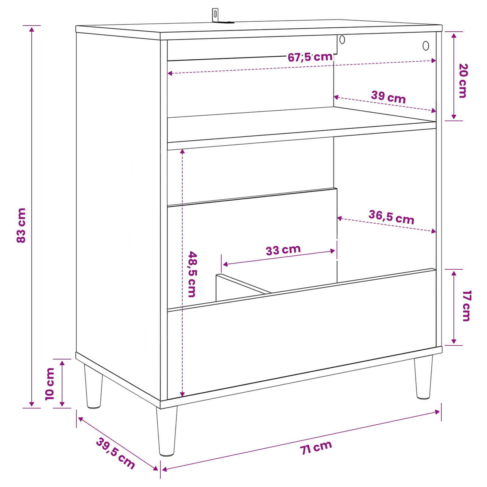 Record Player Stand White Wood 71 cm x 83 cm