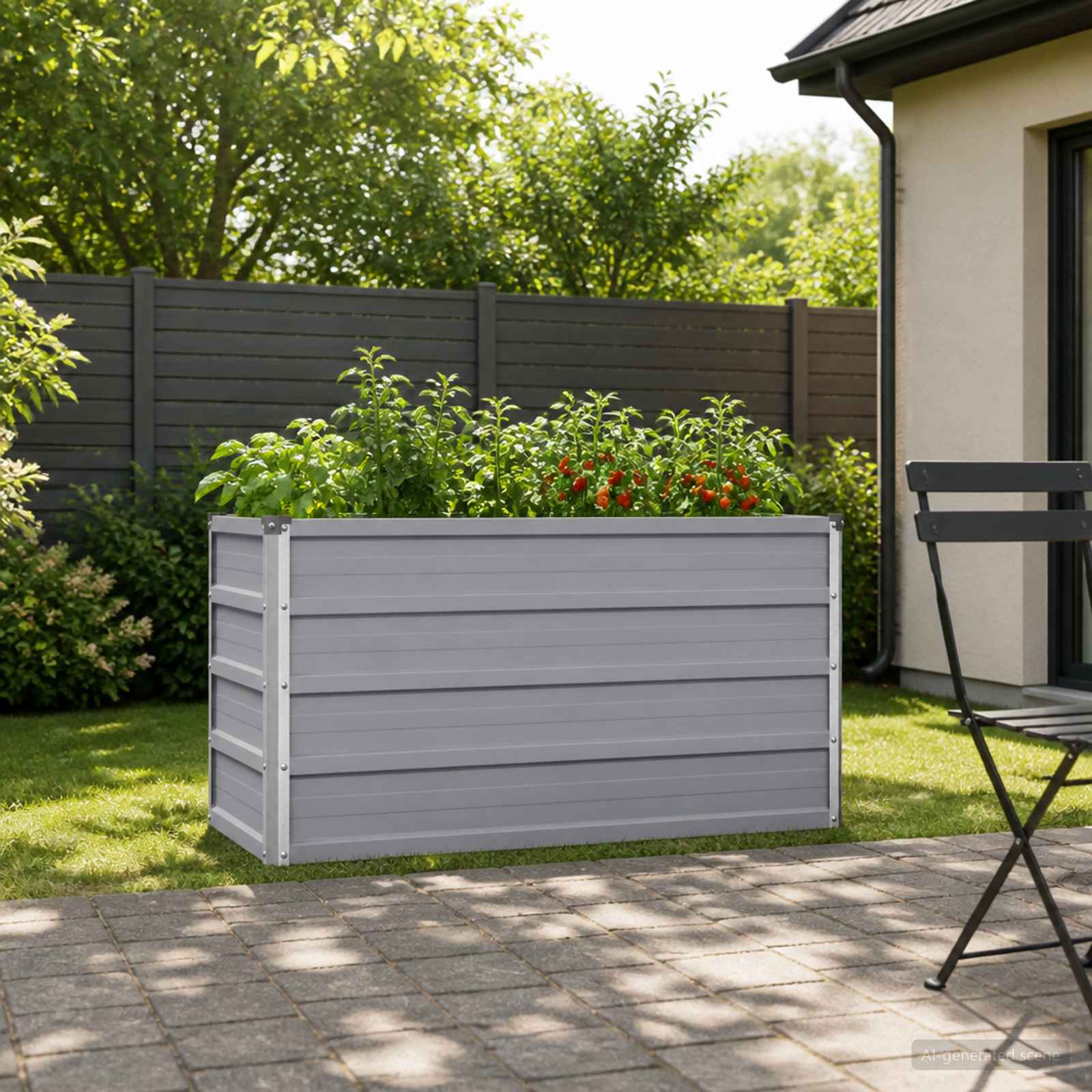 Grey Steel Garden Bed 100x40x55cm