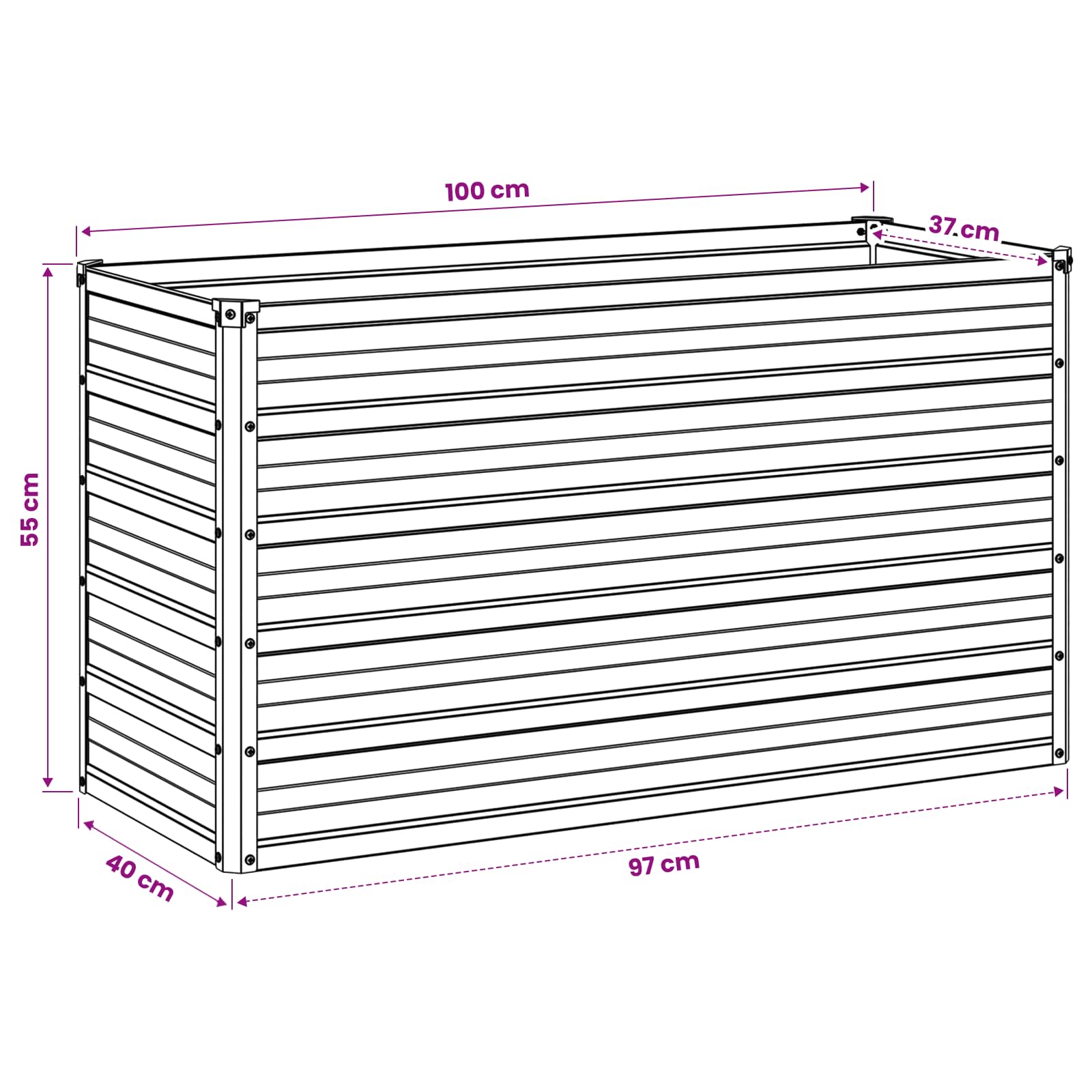 Steel Raised Garden Bed Anthracite 100x40x55cm