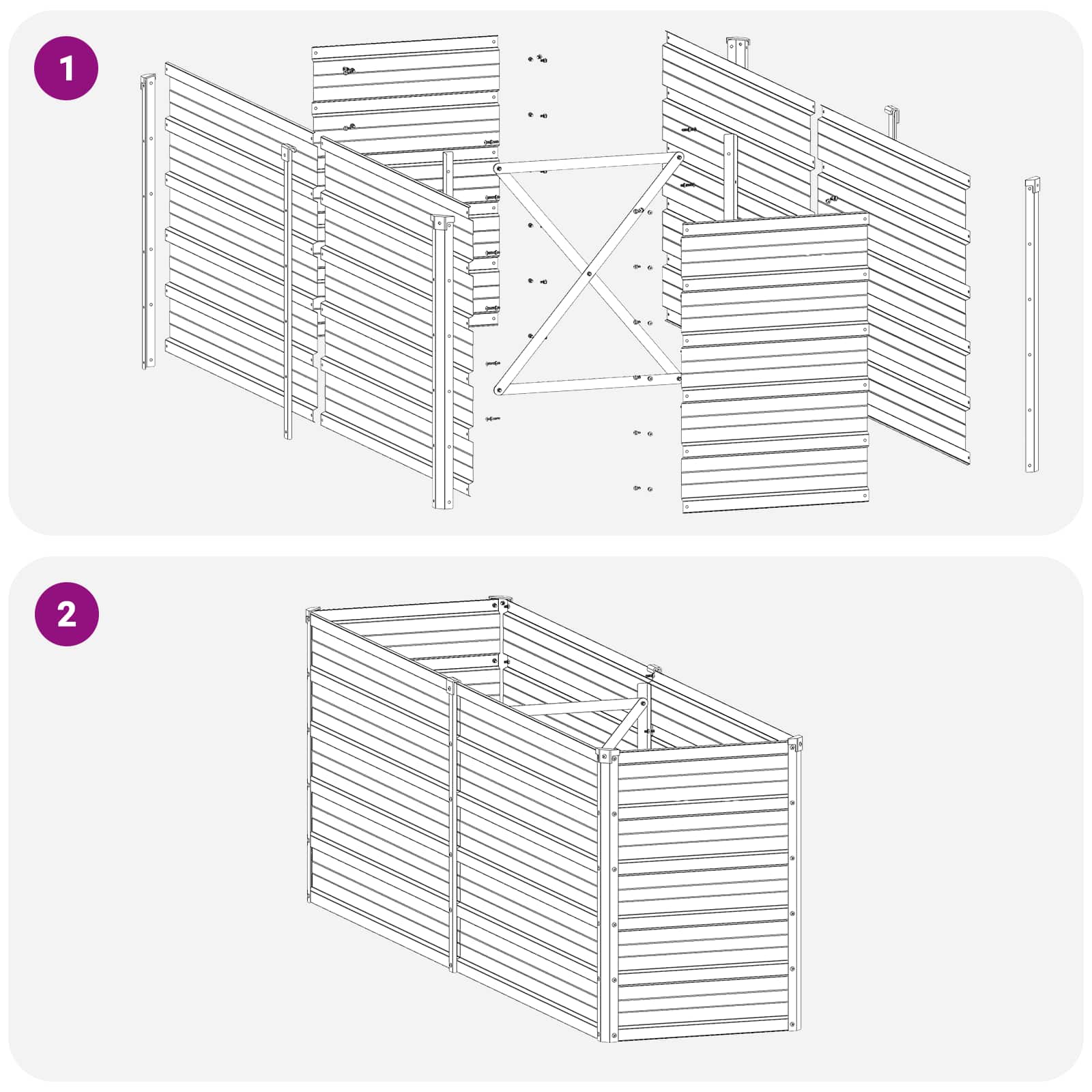 Grey Steel Raised Garden Bed 160x40x55cm