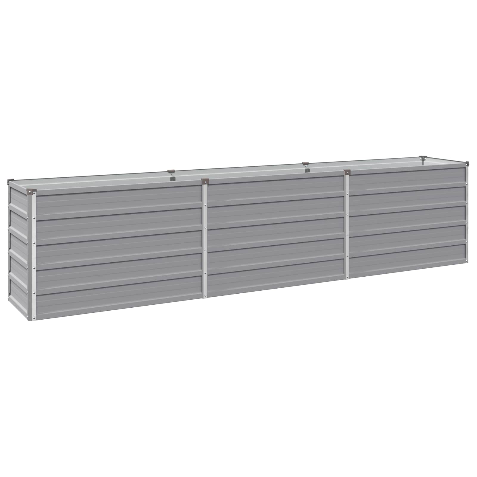 Grey Steel Raised Garden Bed 240x40x55cm