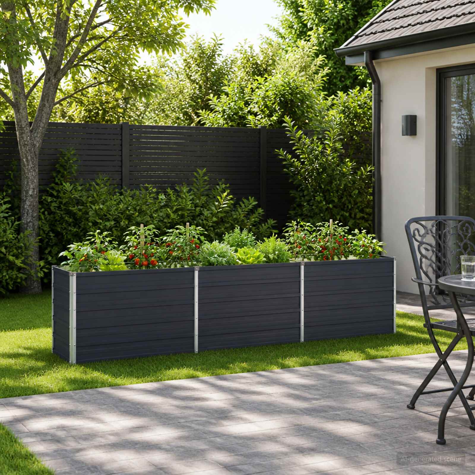 Steel Raised Garden Bed Anthracite 240x40x55cm