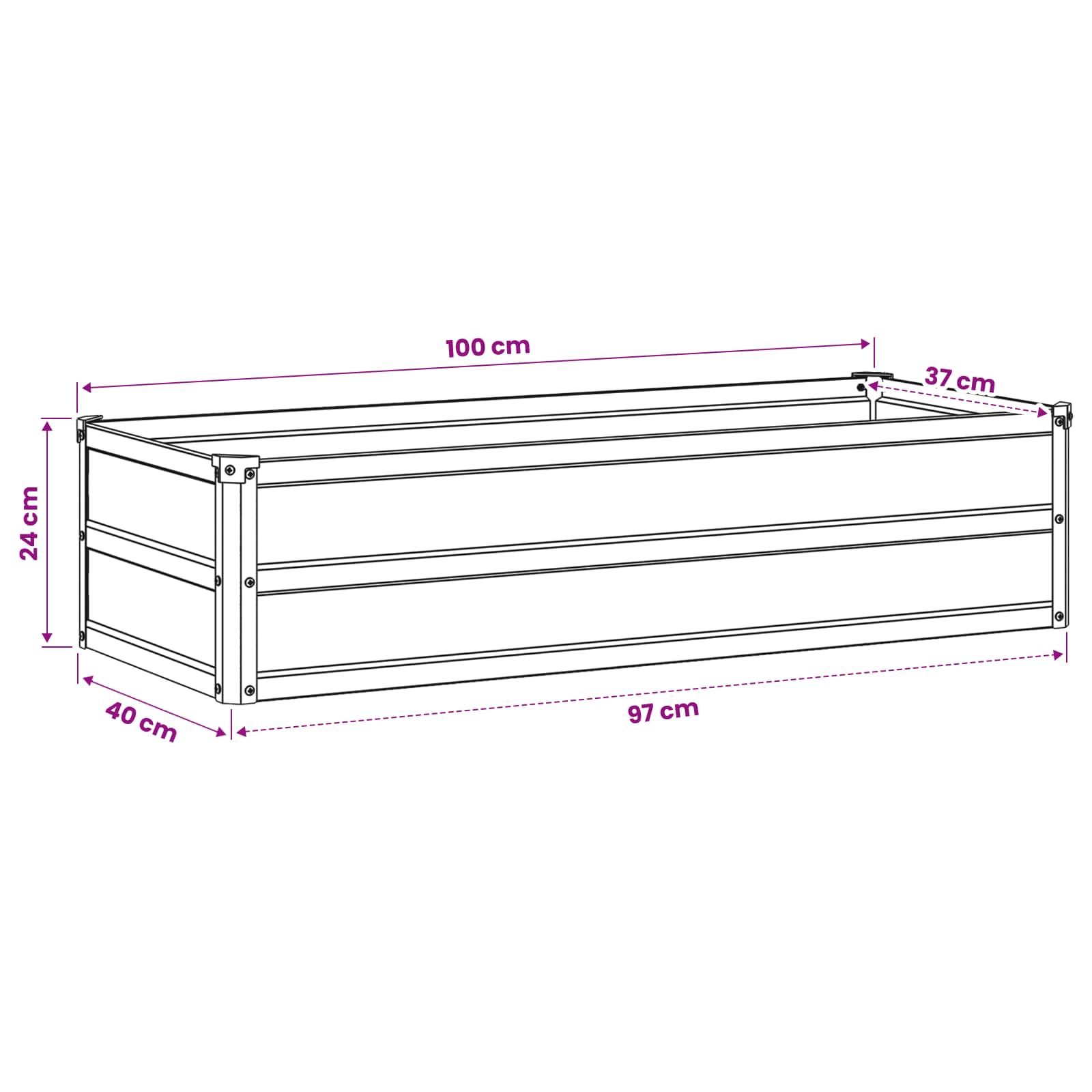 Steel Raised Garden Bed Anthracite 100x40x24cm
