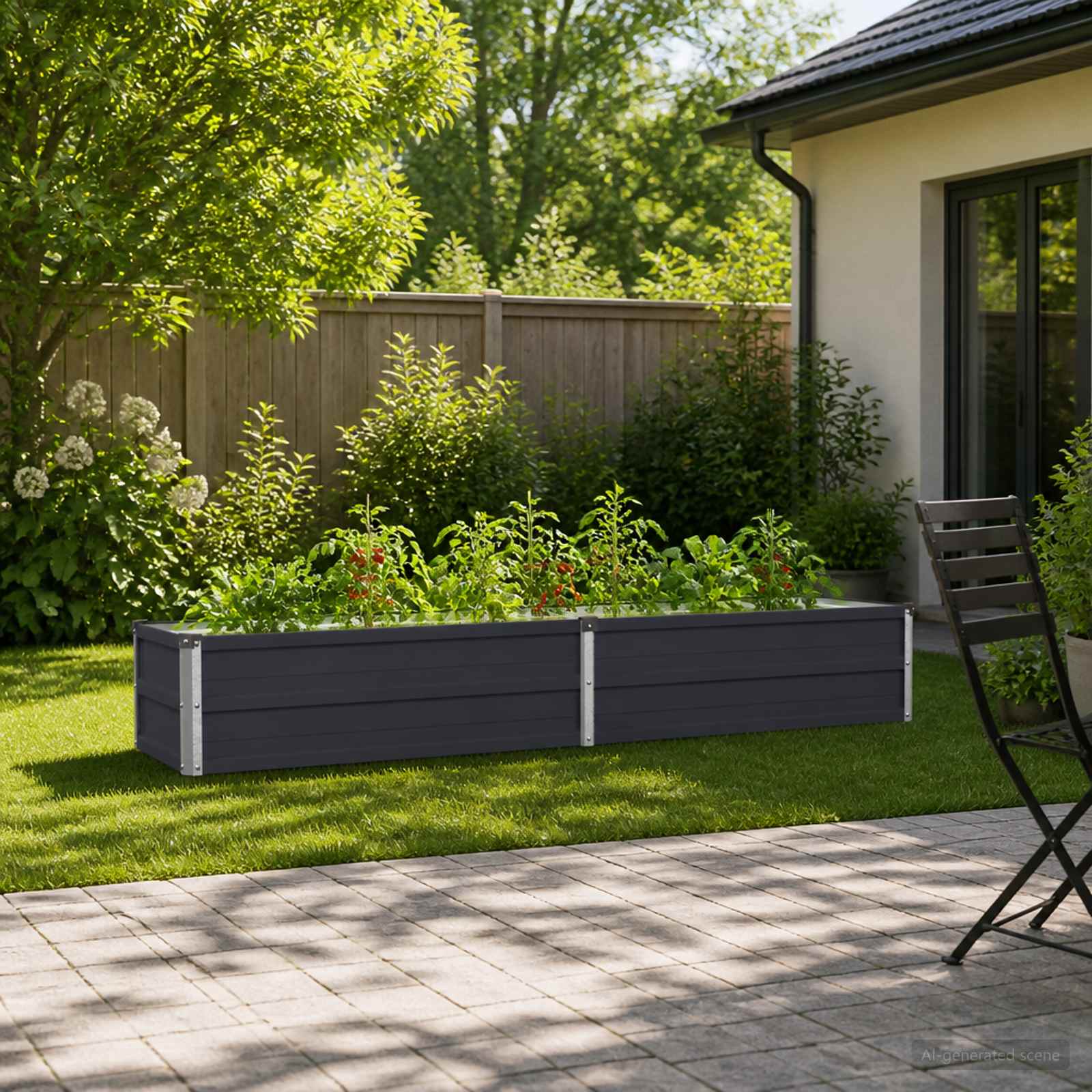 Raised Garden Bed Anthracite Steel 160x40x24cm