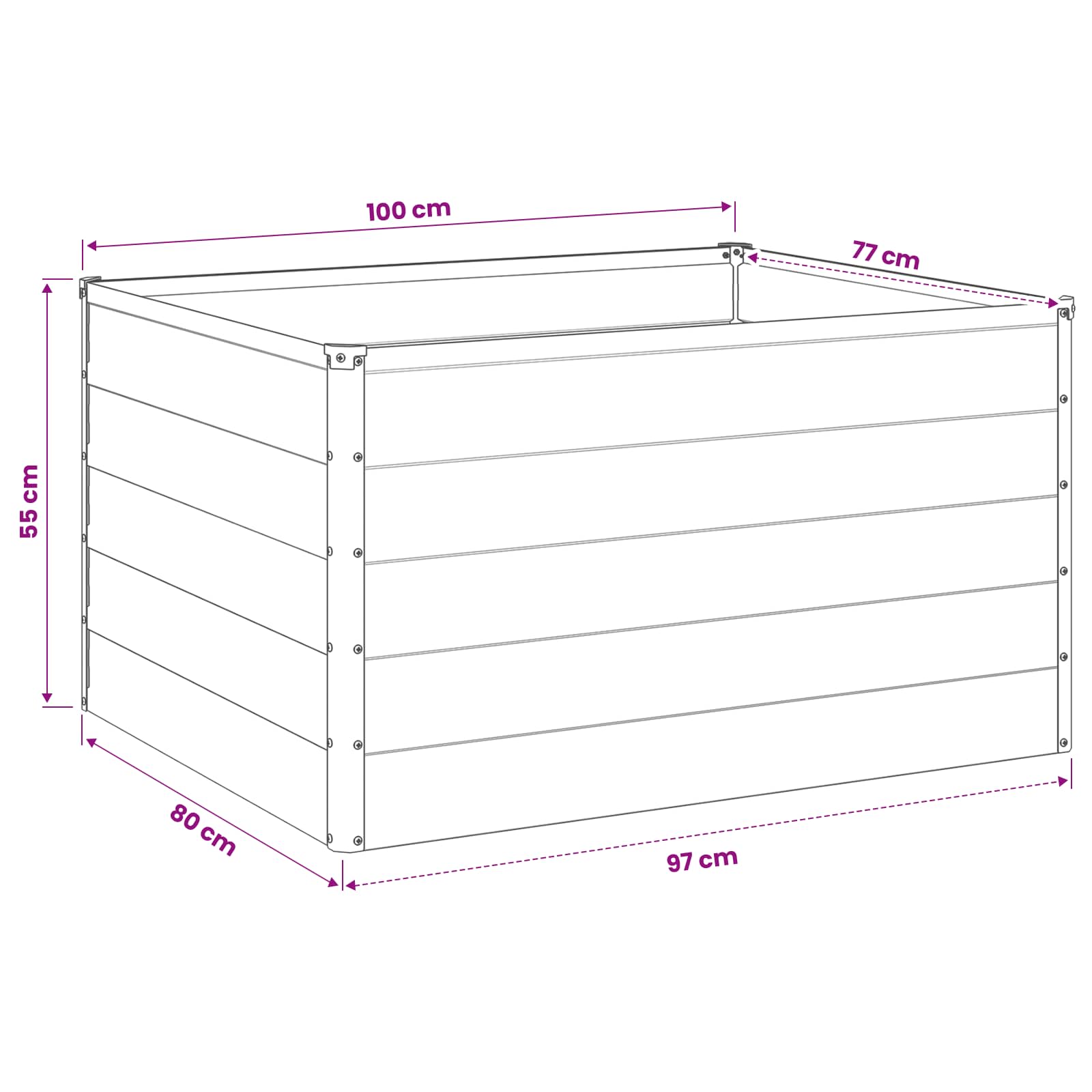 Steel Raised Garden Bed Anthracite 100x80x55cm