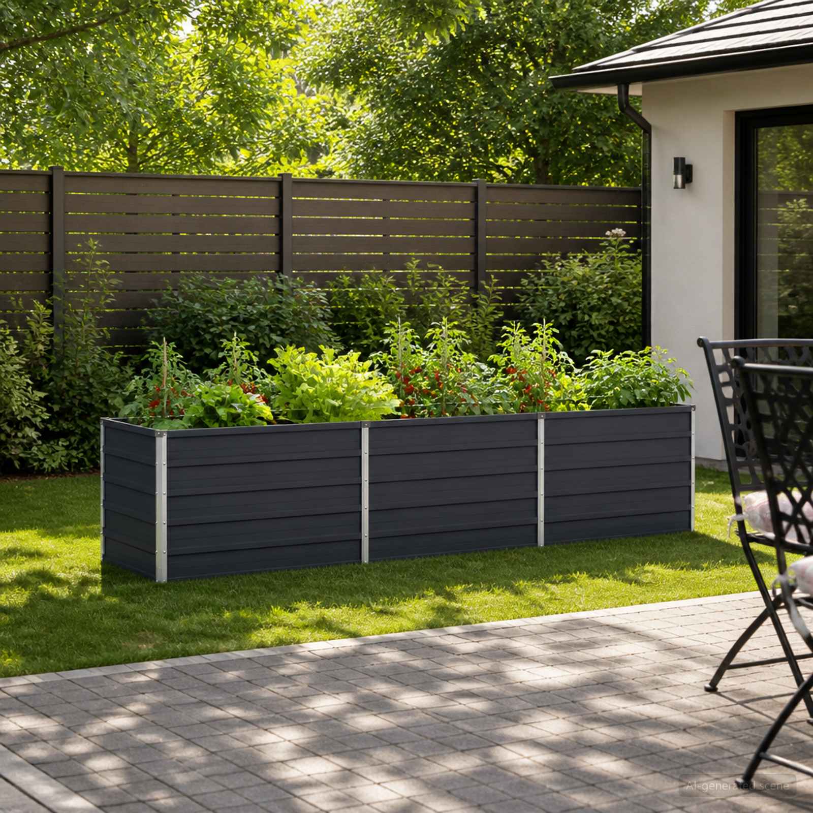 Raised Garden Bed Anthracite Steel 240x80x55cm