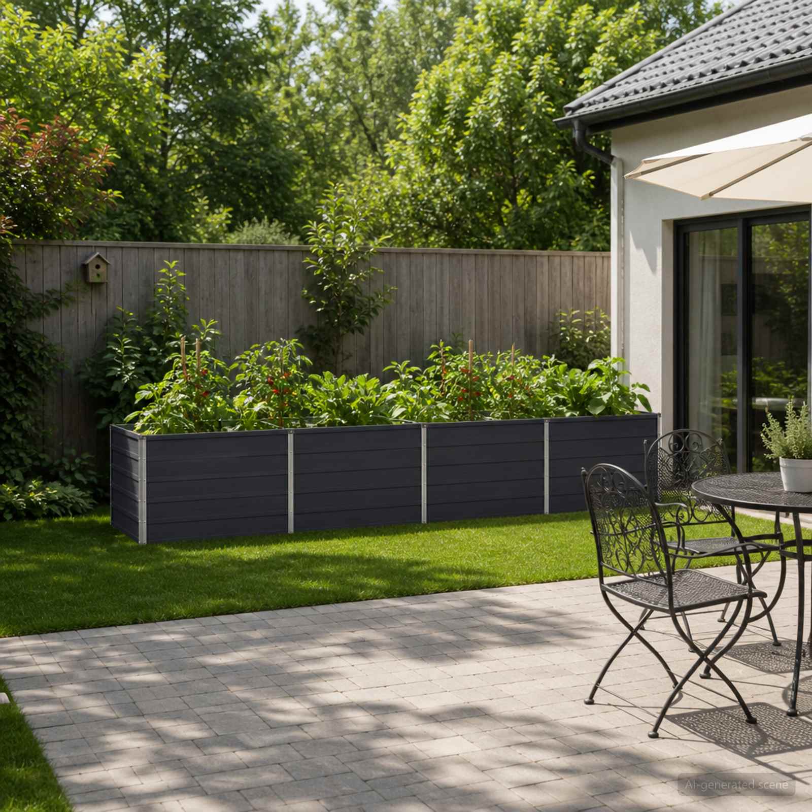 Steel Raised Garden Bed Anthracite 320x80x55cm