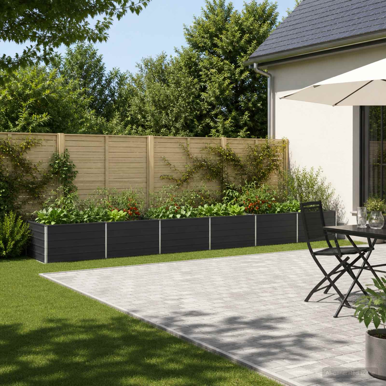 Steel Raised Garden Bed Anthracite 600x80x55cm