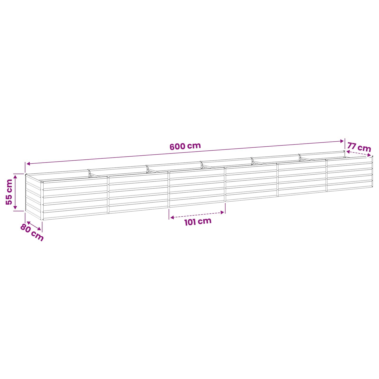 Steel Raised Garden Bed Anthracite 600x80x55cm