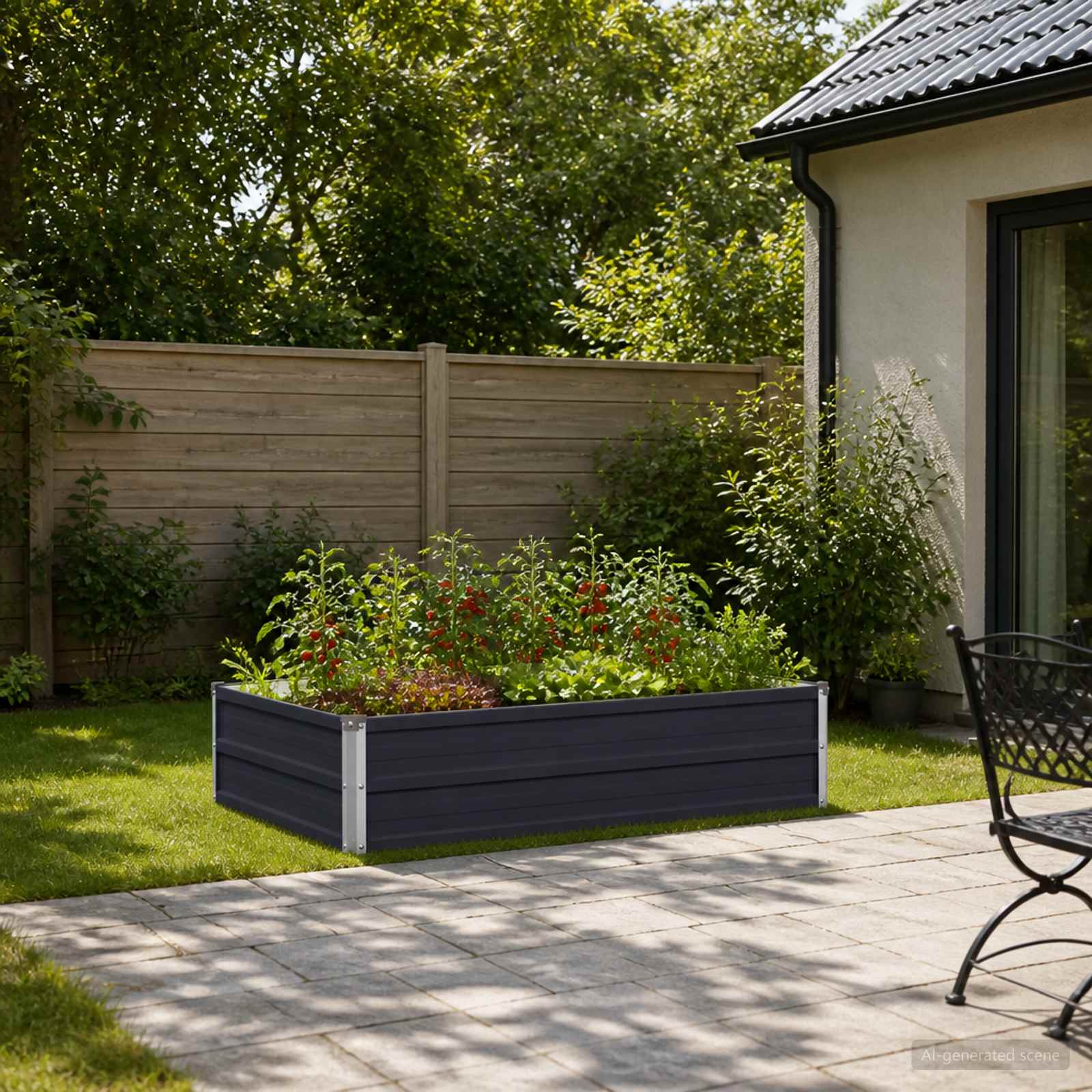 Steel Raised Garden Bed Anthracite 100x80x24cm