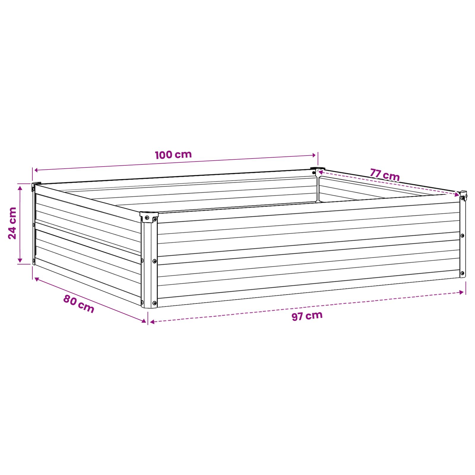 Steel Raised Garden Bed Anthracite 100x80x24cm