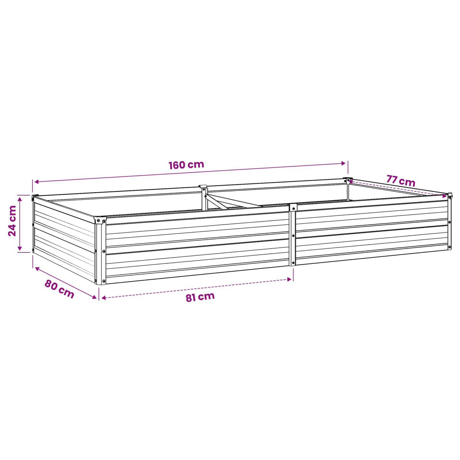 Steel Raised Garden Bed Anthracite 160x80x24cm
