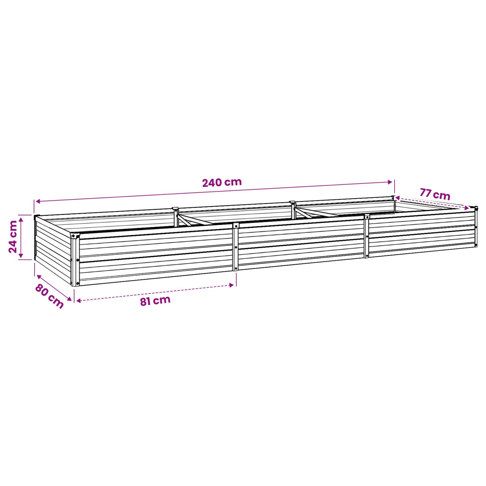 Steel Raised Garden Bed Anthracite 240x80x24cm