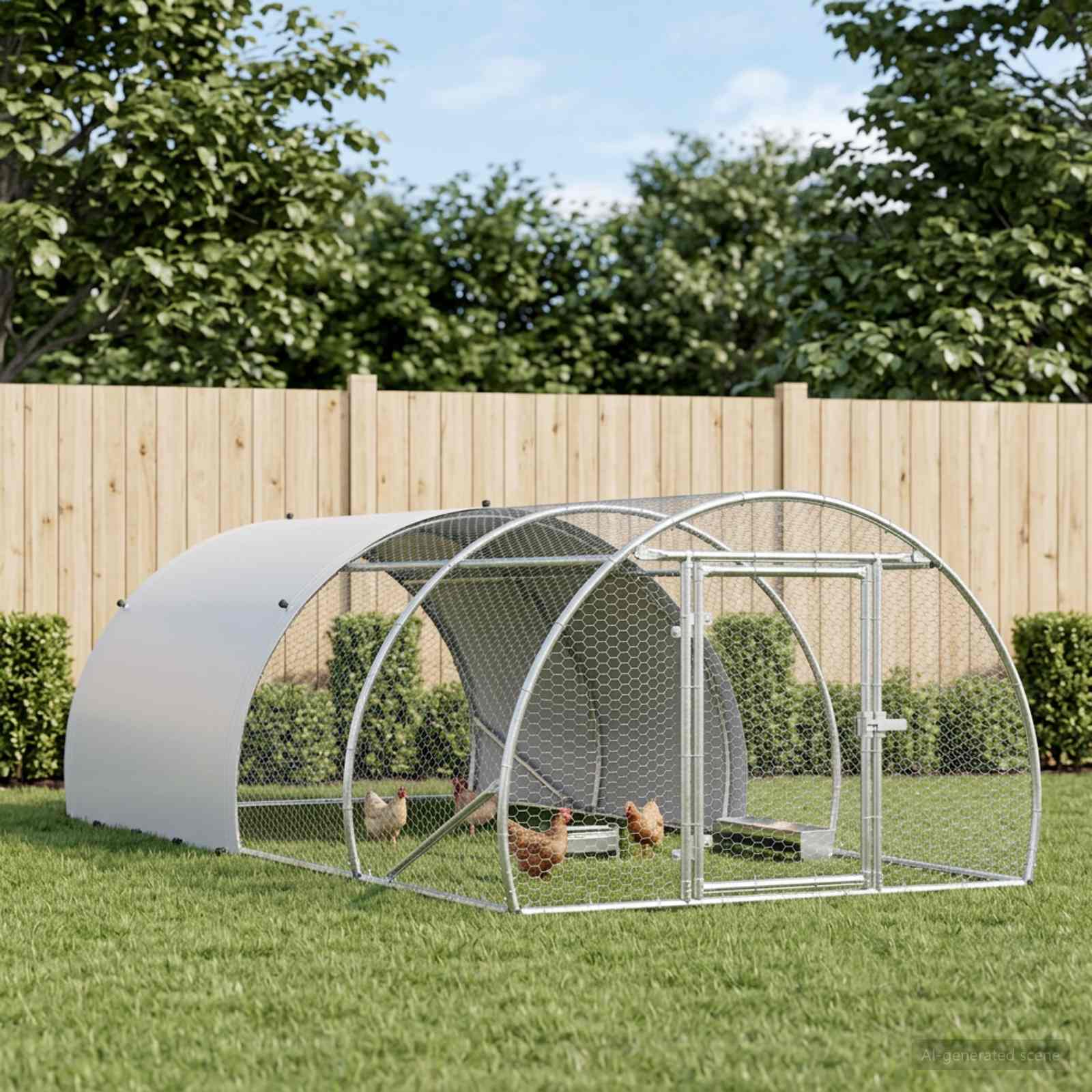 Chicken Coop Silver Galvanised 400x150x100cm