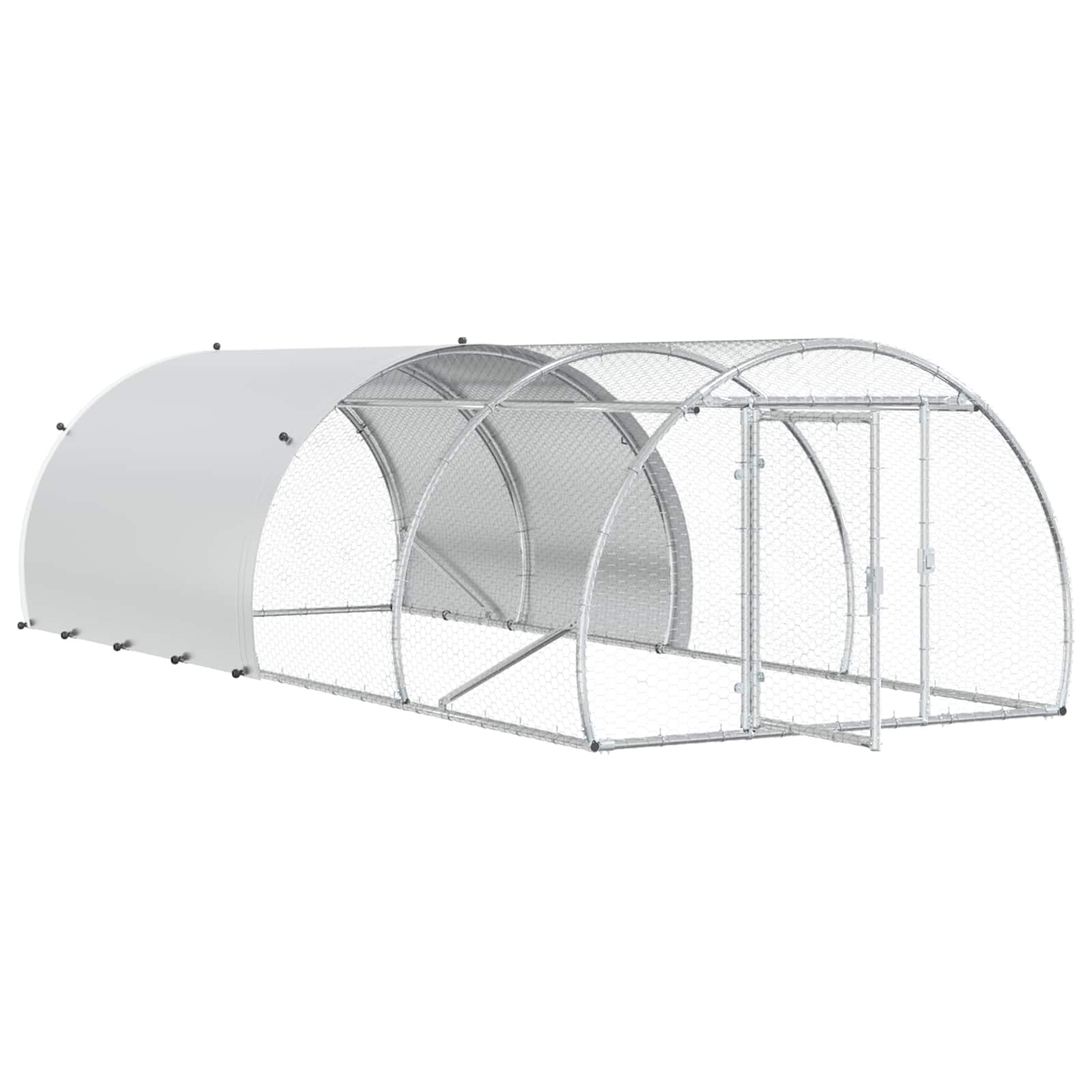 Chicken Coop Silver Galvanised 400x150x100cm