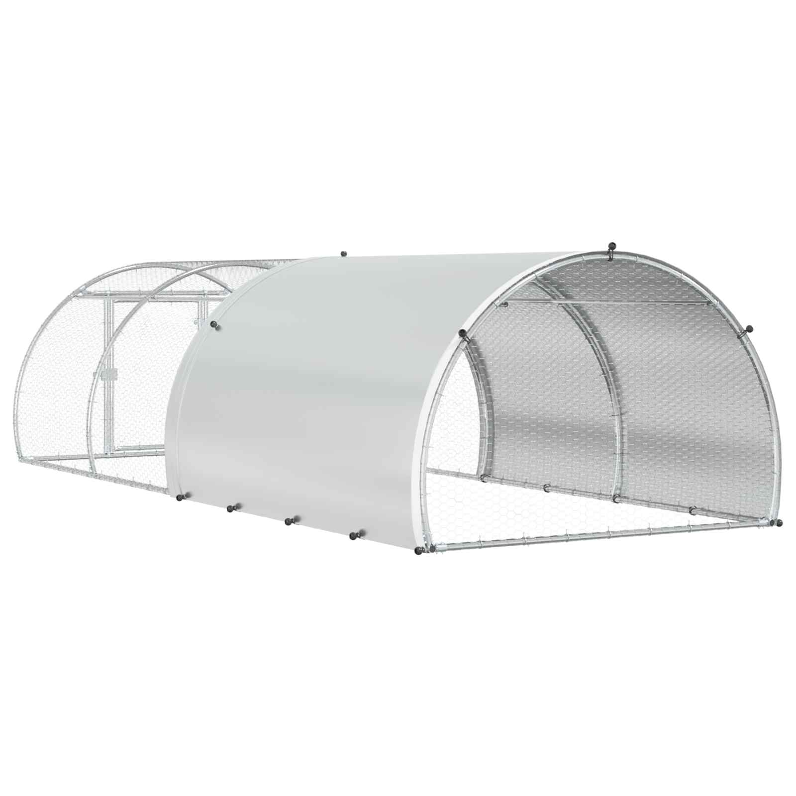 Chicken Coop Silver Galvanised 400x150x100cm