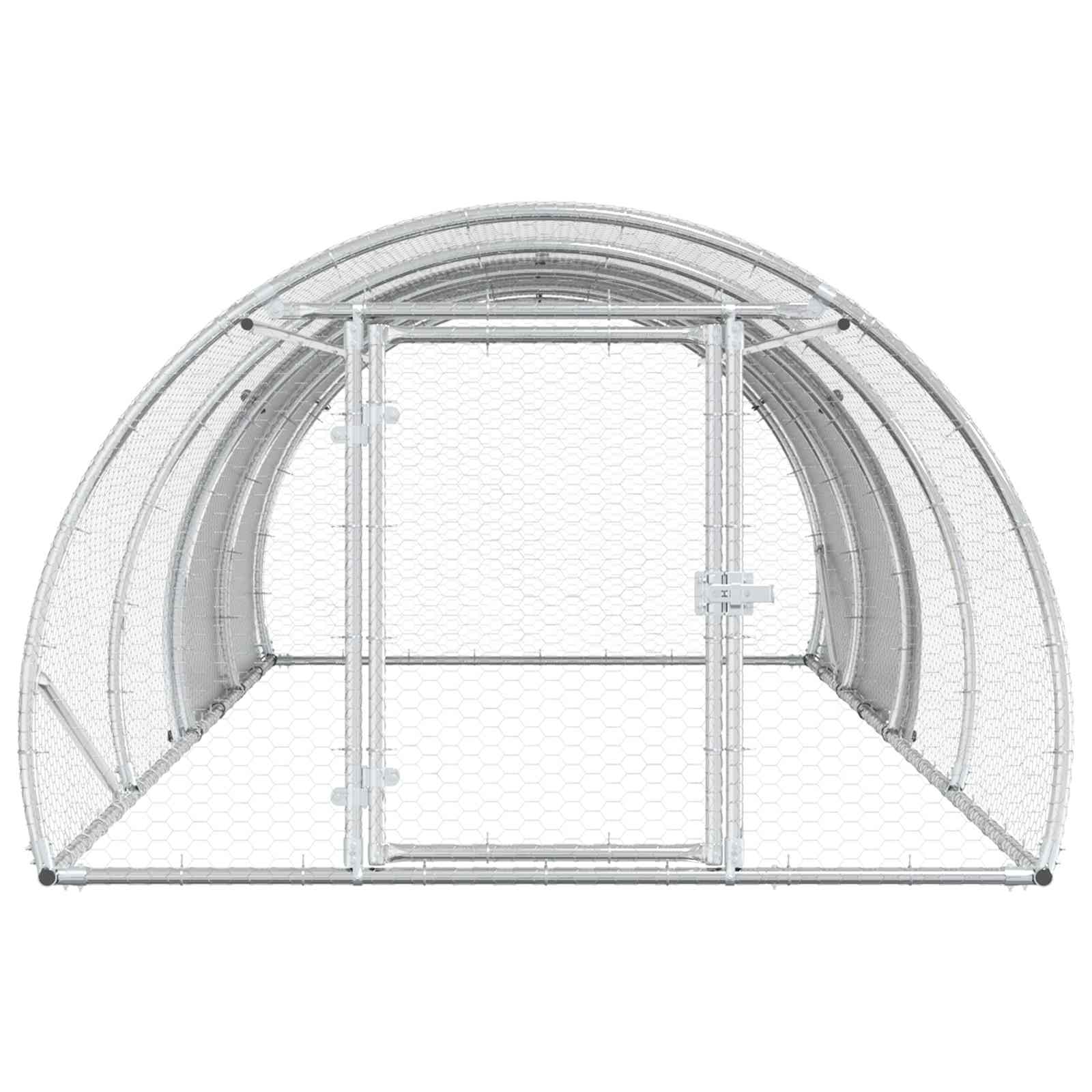 Chicken Coop Silver Galvanised 400x150x100cm