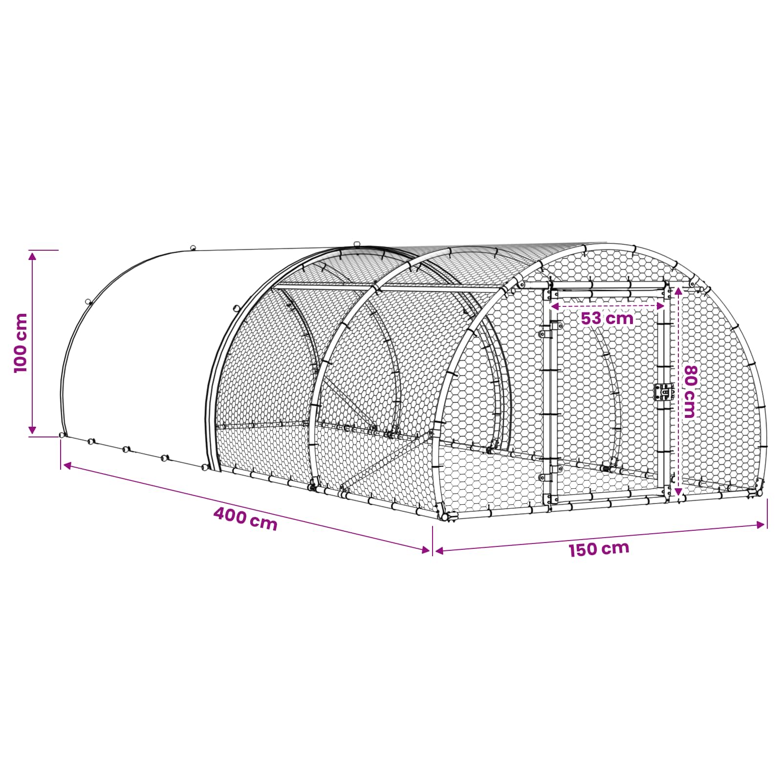 Chicken Coop Silver Galvanised 400x150x100cm