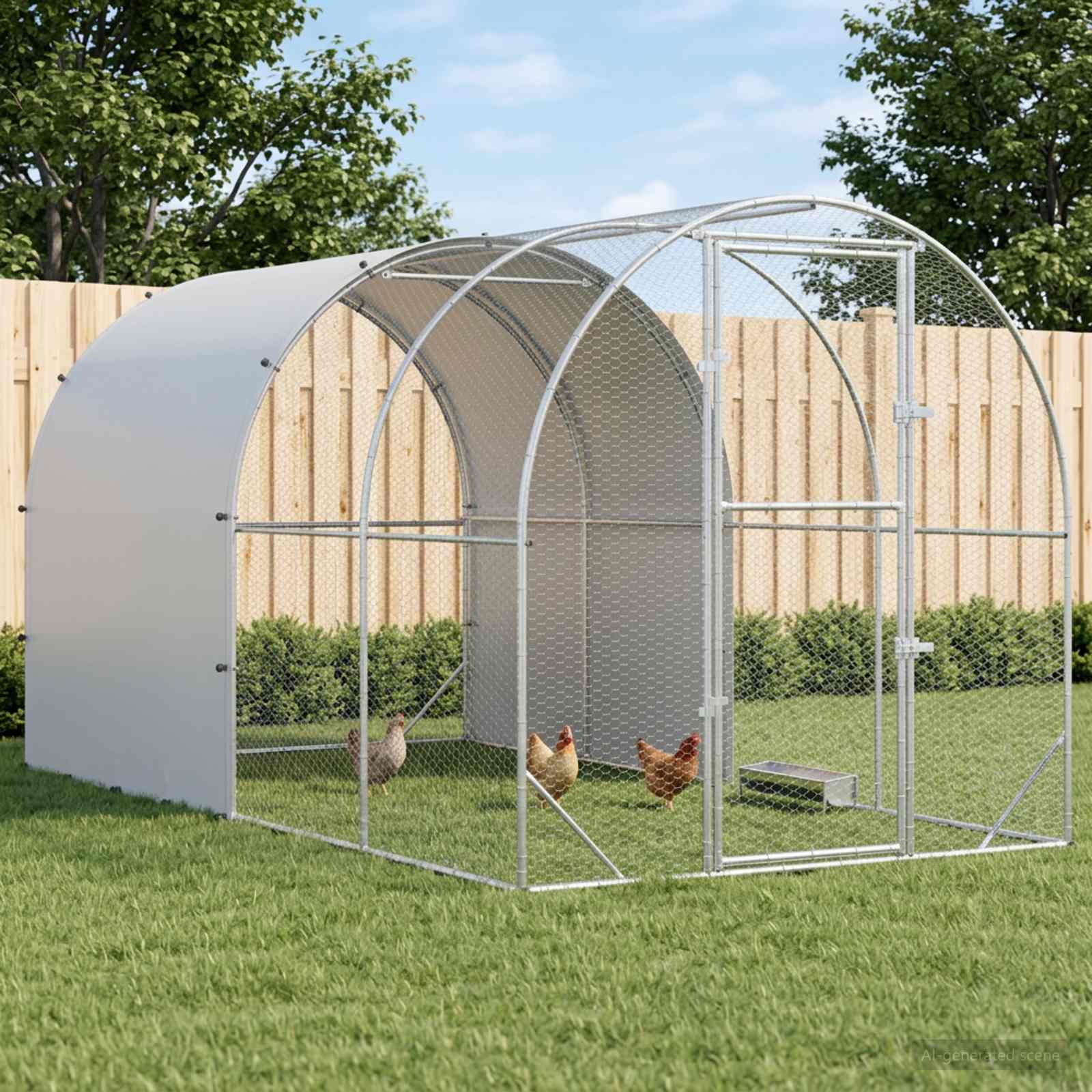 Chicken Coop Silver Galvanised 400x200x200cm
