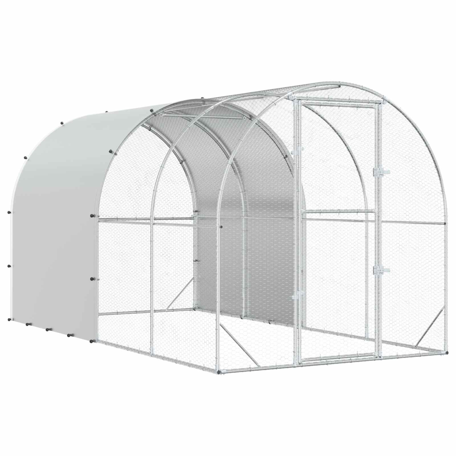 Chicken Coop Silver Galvanised 400x200x200cm