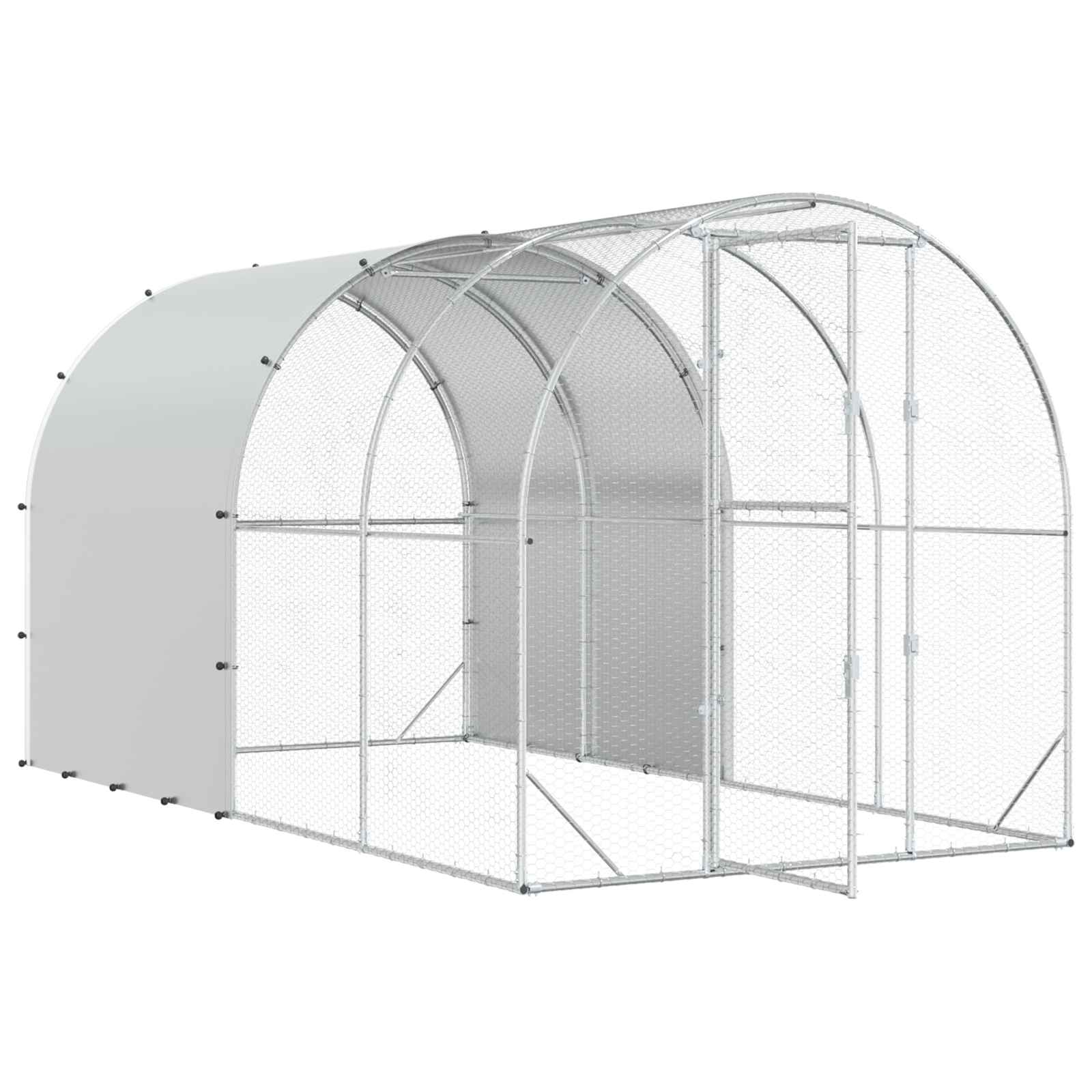 Chicken Coop Silver Galvanised 400x200x200cm