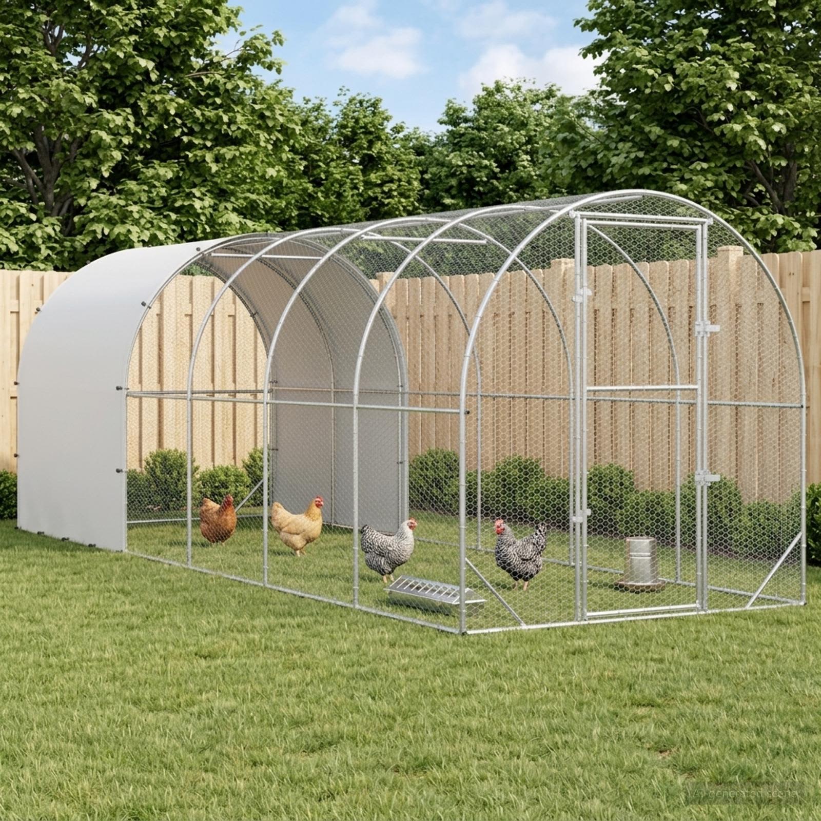 Silver Chicken Coop Enclosure 600x200x200cm