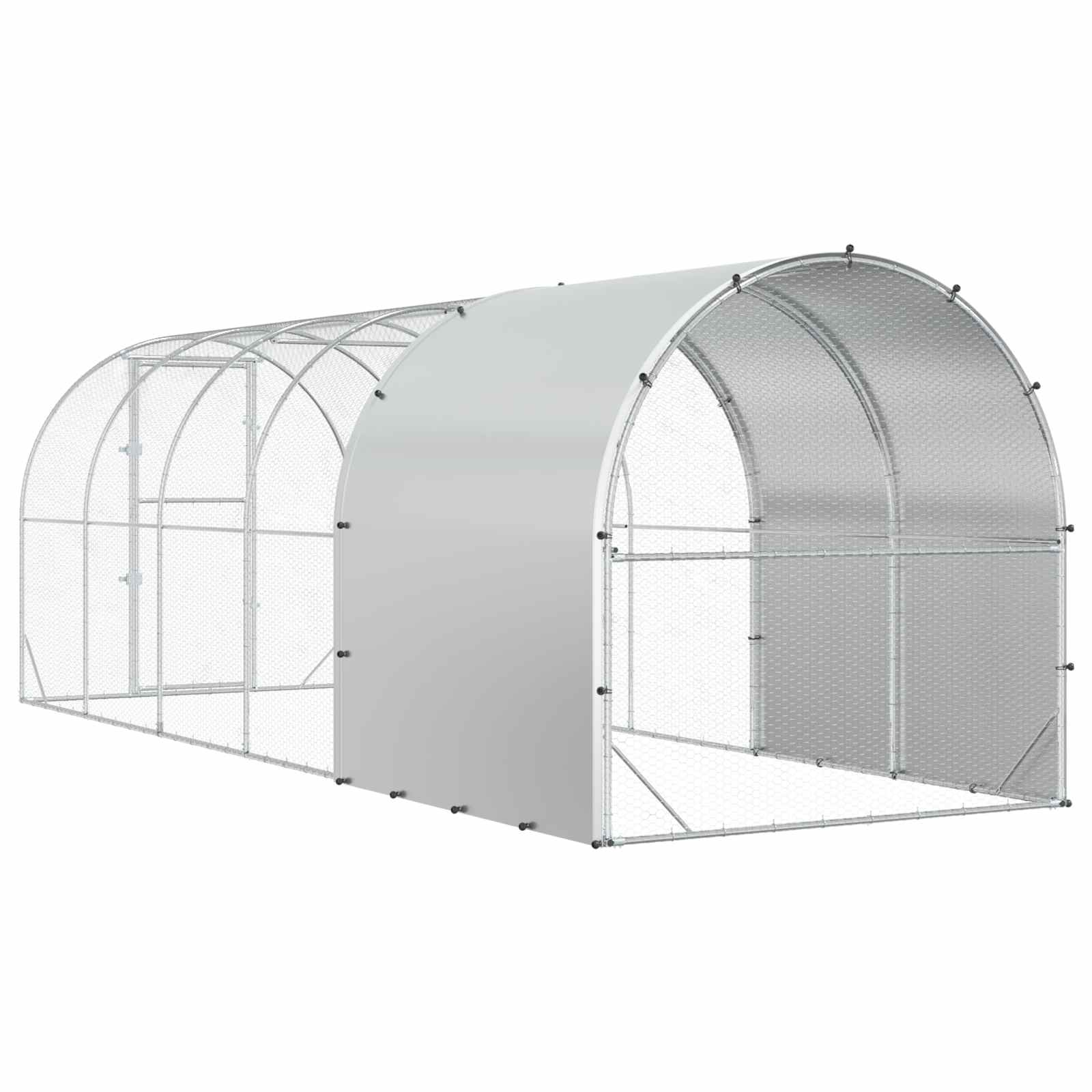 Silver Chicken Coop Enclosure 600x200x200cm
