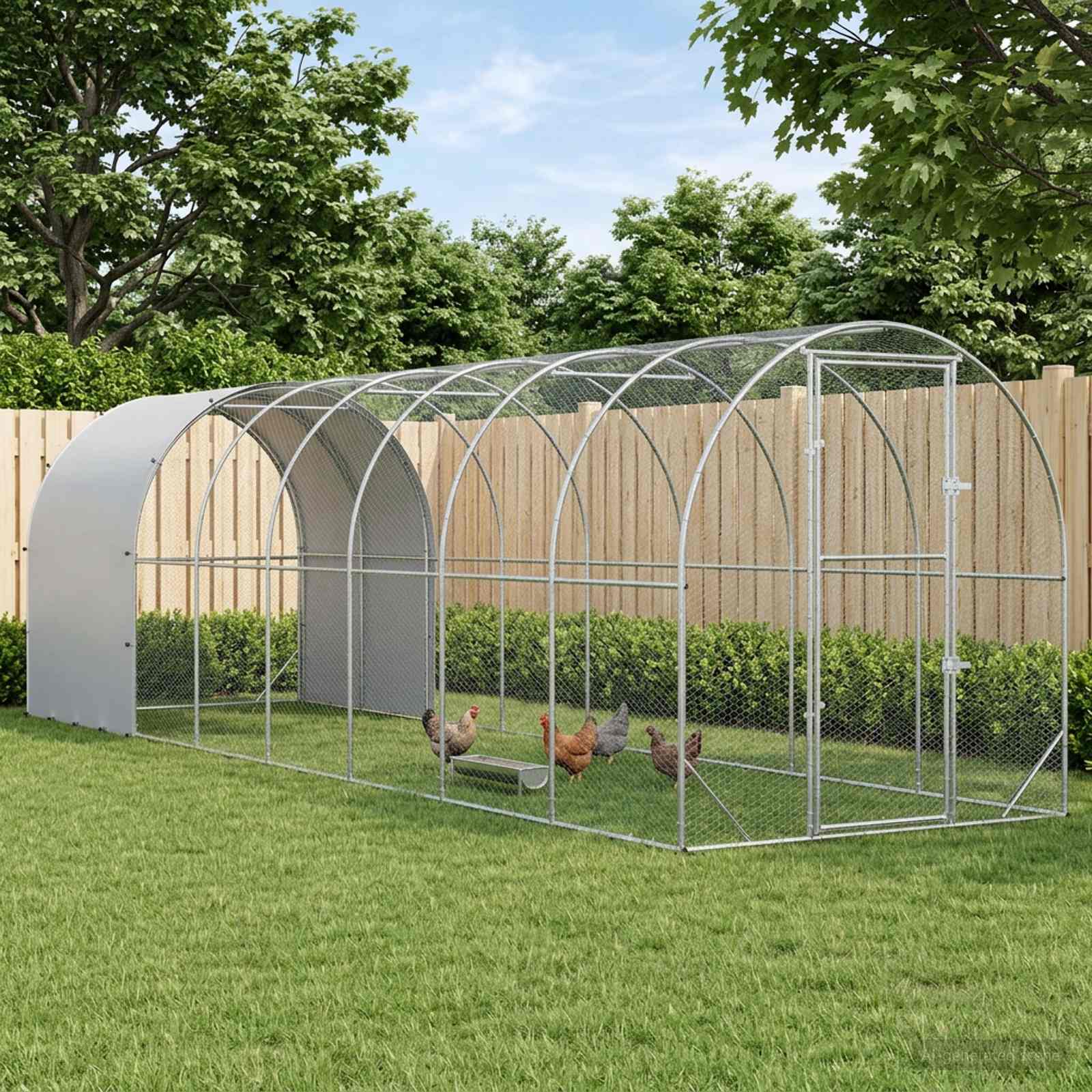 Silver Chicken Coop Large Galvanised 800x200x200cm