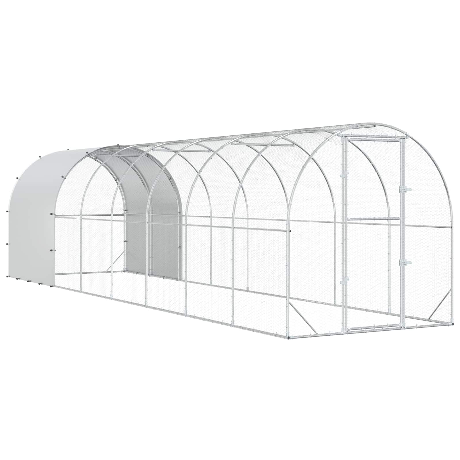 Silver Chicken Coop Large Galvanised 800x200x200cm