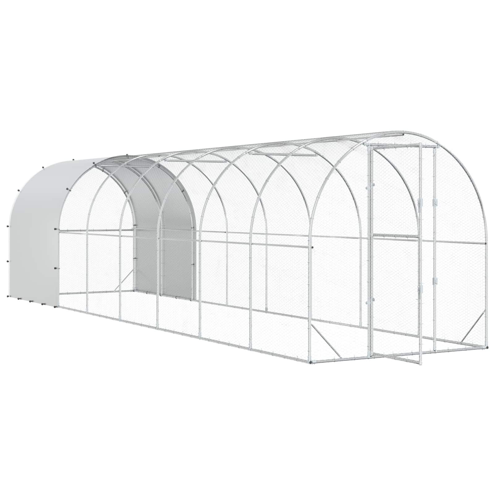 Silver Chicken Coop Large Galvanised 800x200x200cm