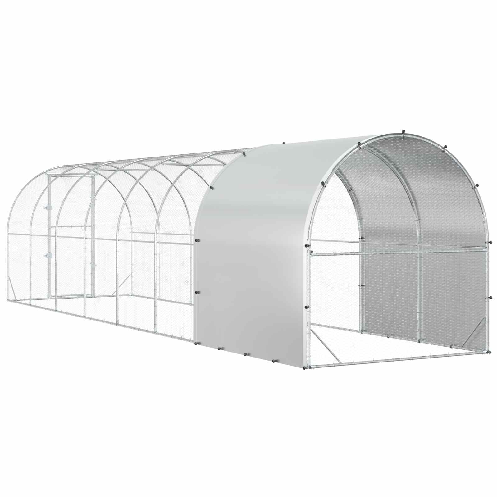 Silver Chicken Coop Large Galvanised 800x200x200cm