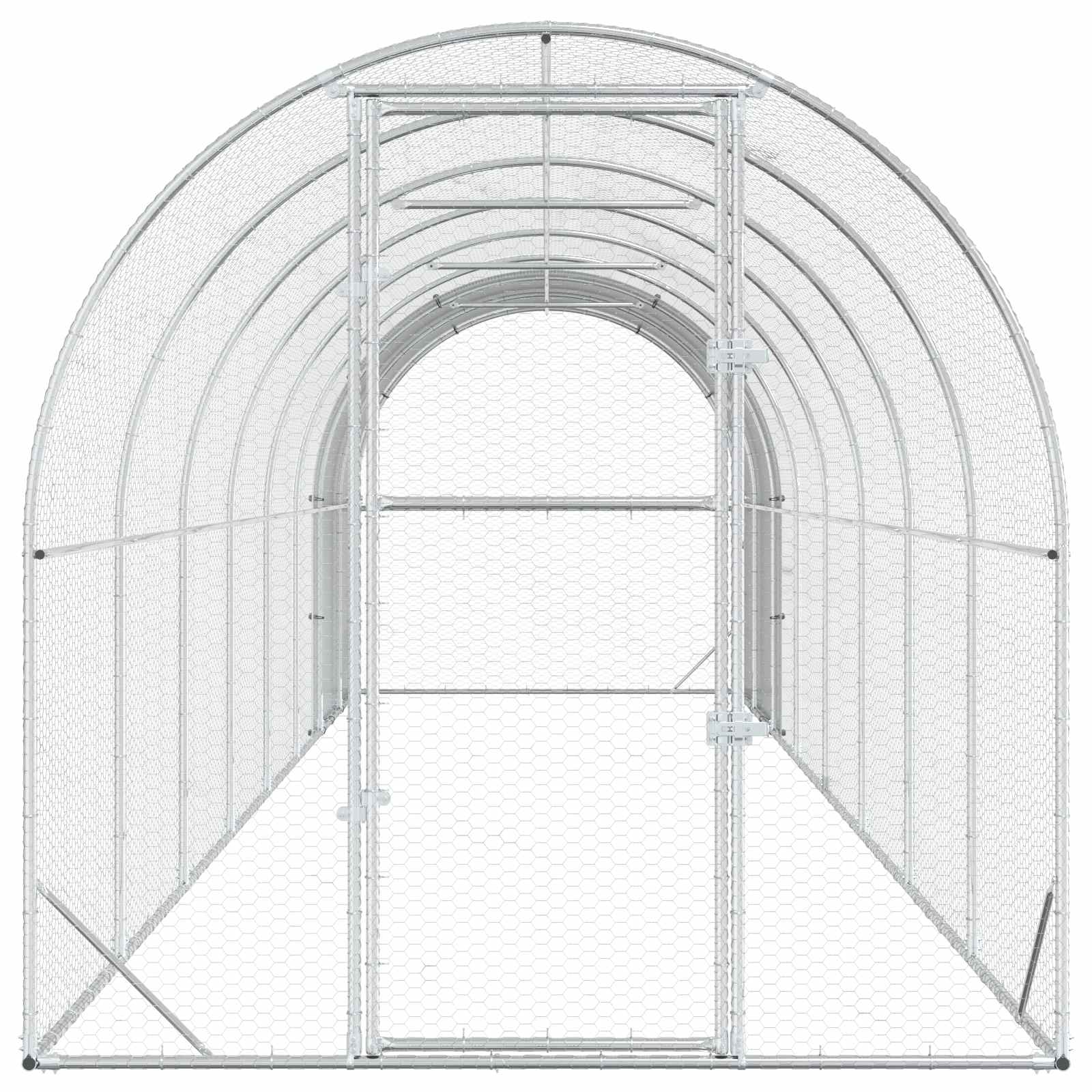 Silver Chicken Coop Large Galvanised 800x200x200cm