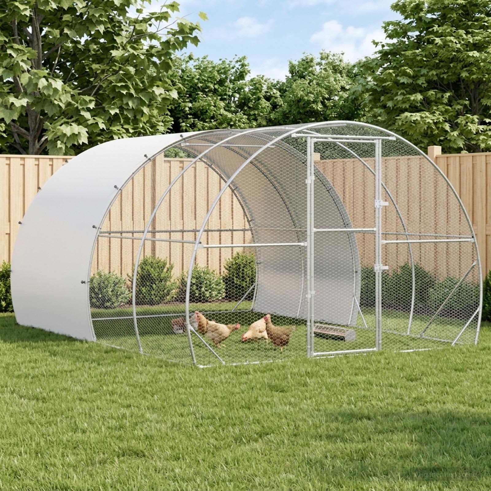 Silver Chicken Coop Large Galvanised 400x300x200cm
