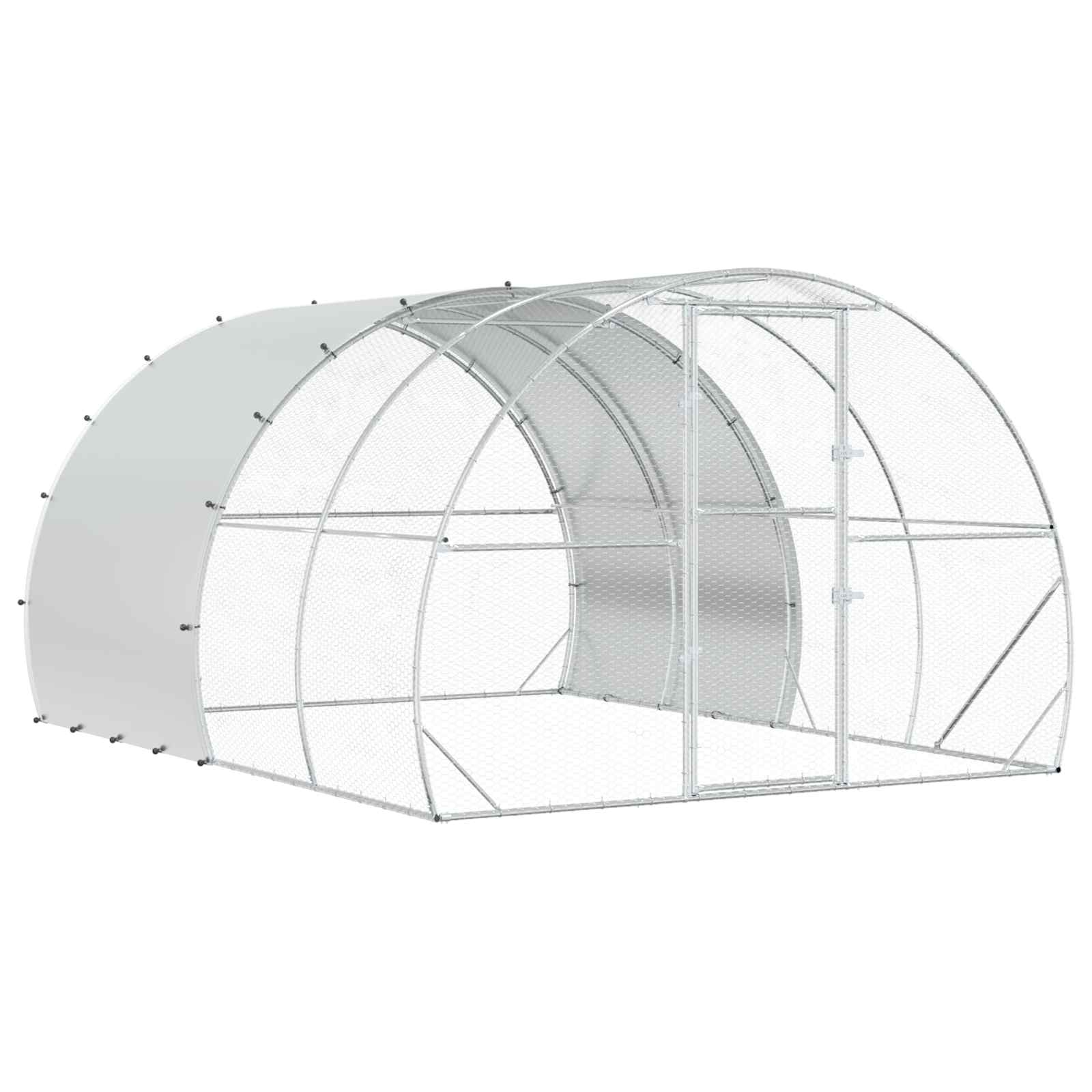 Silver Chicken Coop Large Galvanised 400x300x200cm