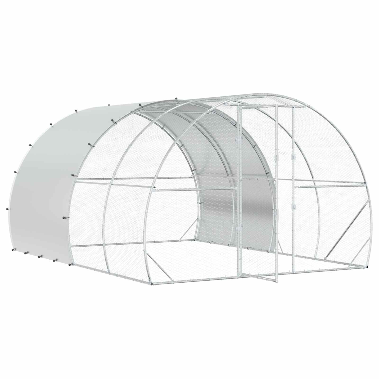 Silver Chicken Coop Large Galvanised 400x300x200cm