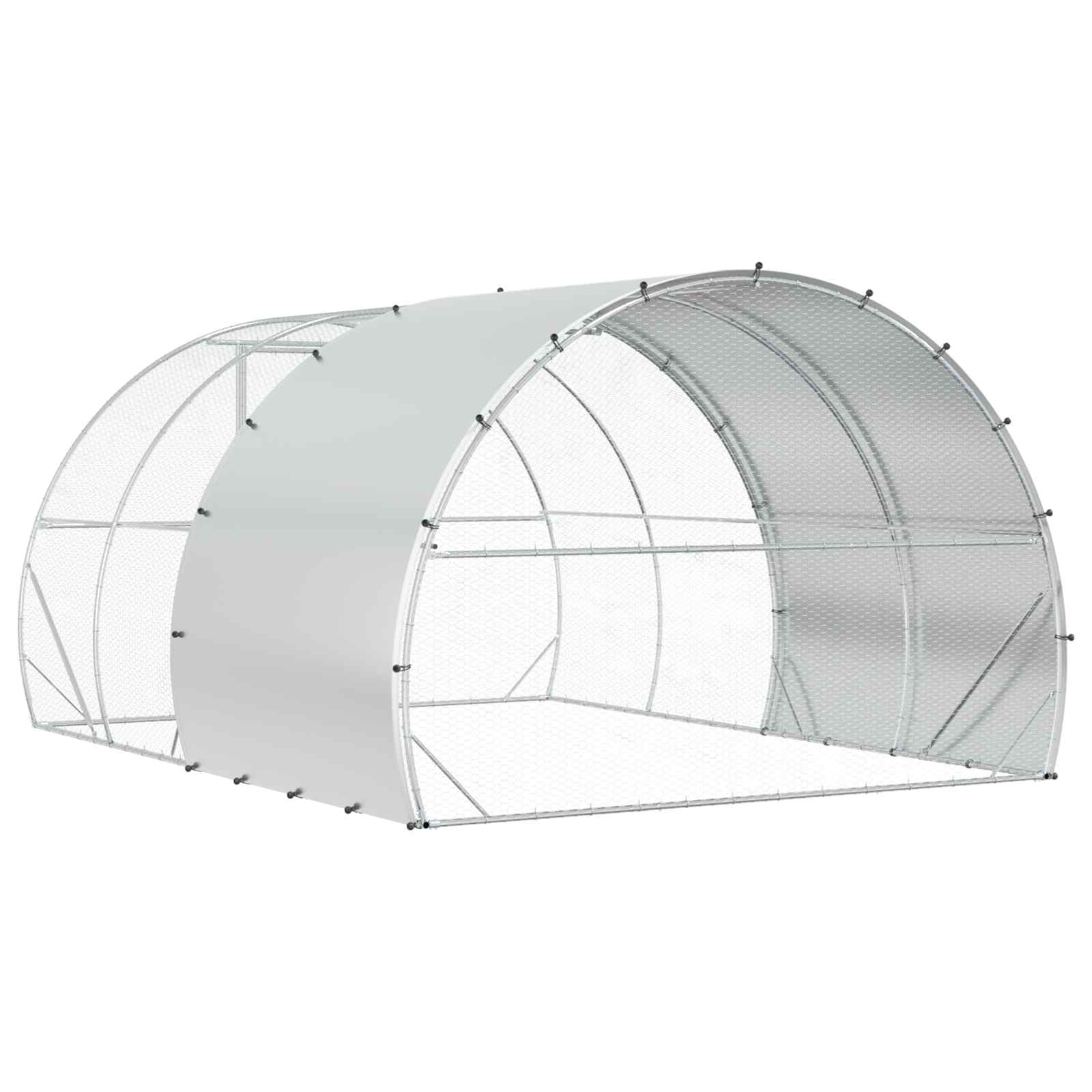 Silver Chicken Coop Large Galvanised 400x300x200cm