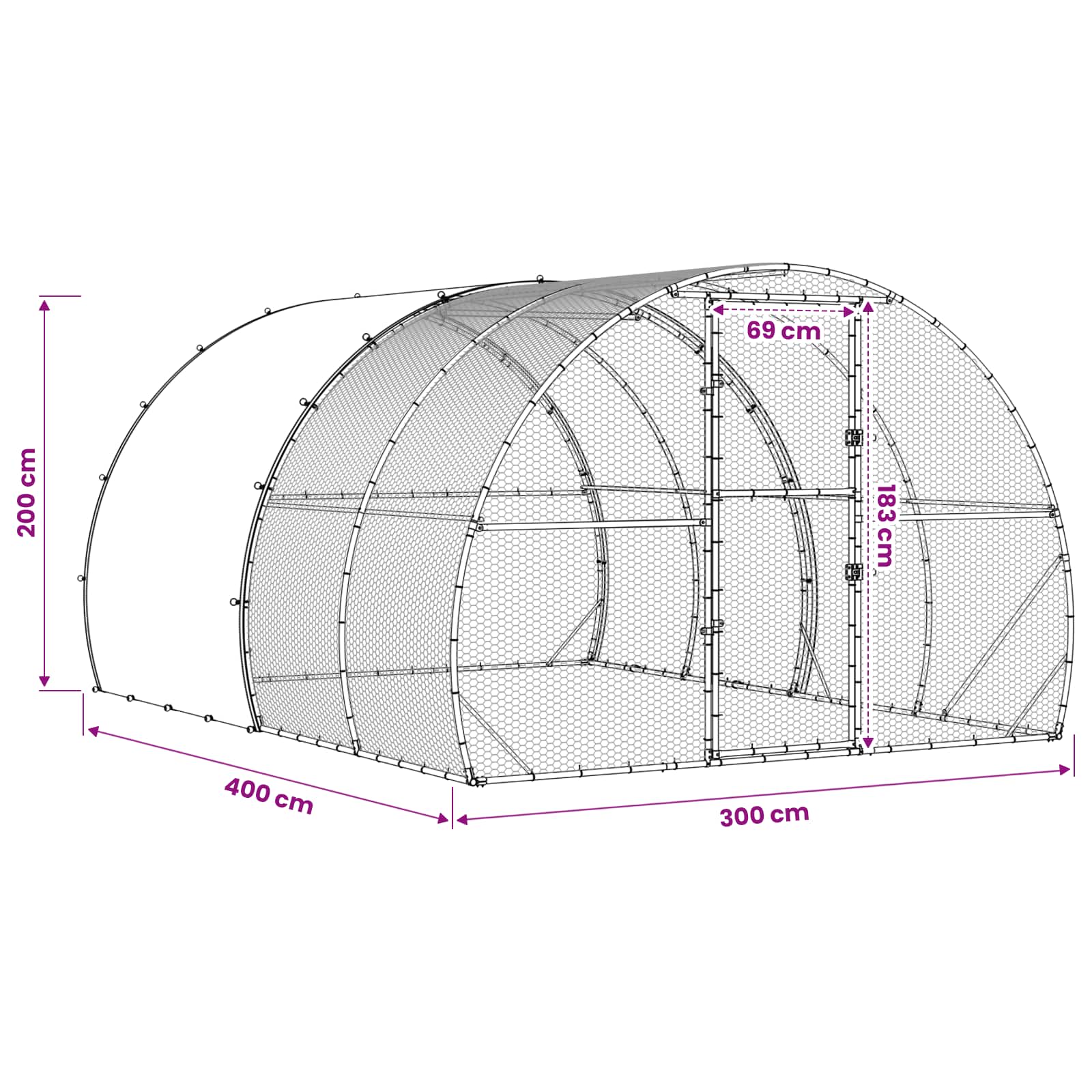 Silver Chicken Coop Large Galvanised 400x300x200cm