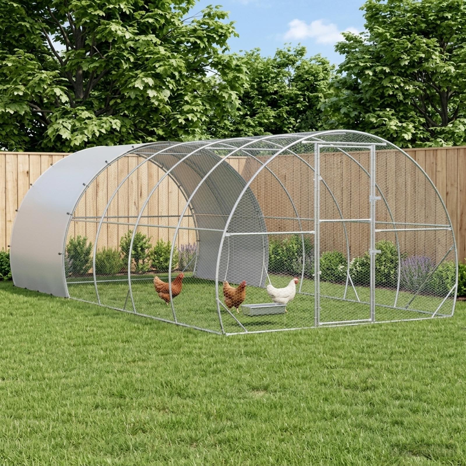 Chicken Coop Silver Galvanised 600x300x200cm