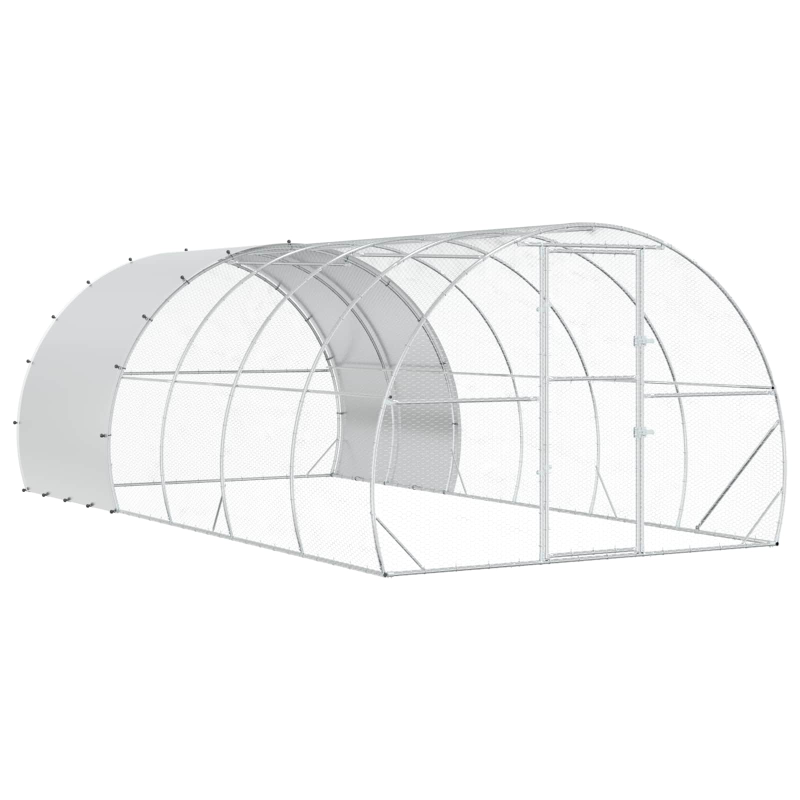 Chicken Coop Silver Galvanised 600x300x200cm