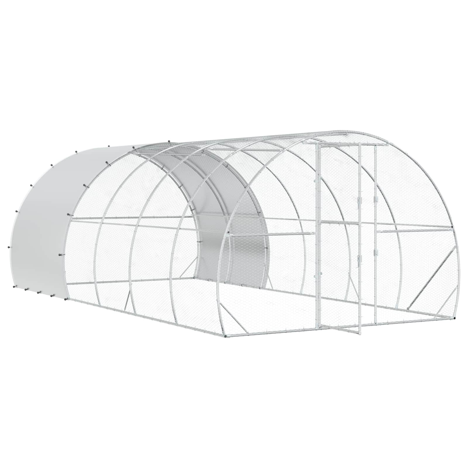 Chicken Coop Silver Galvanised 600x300x200cm