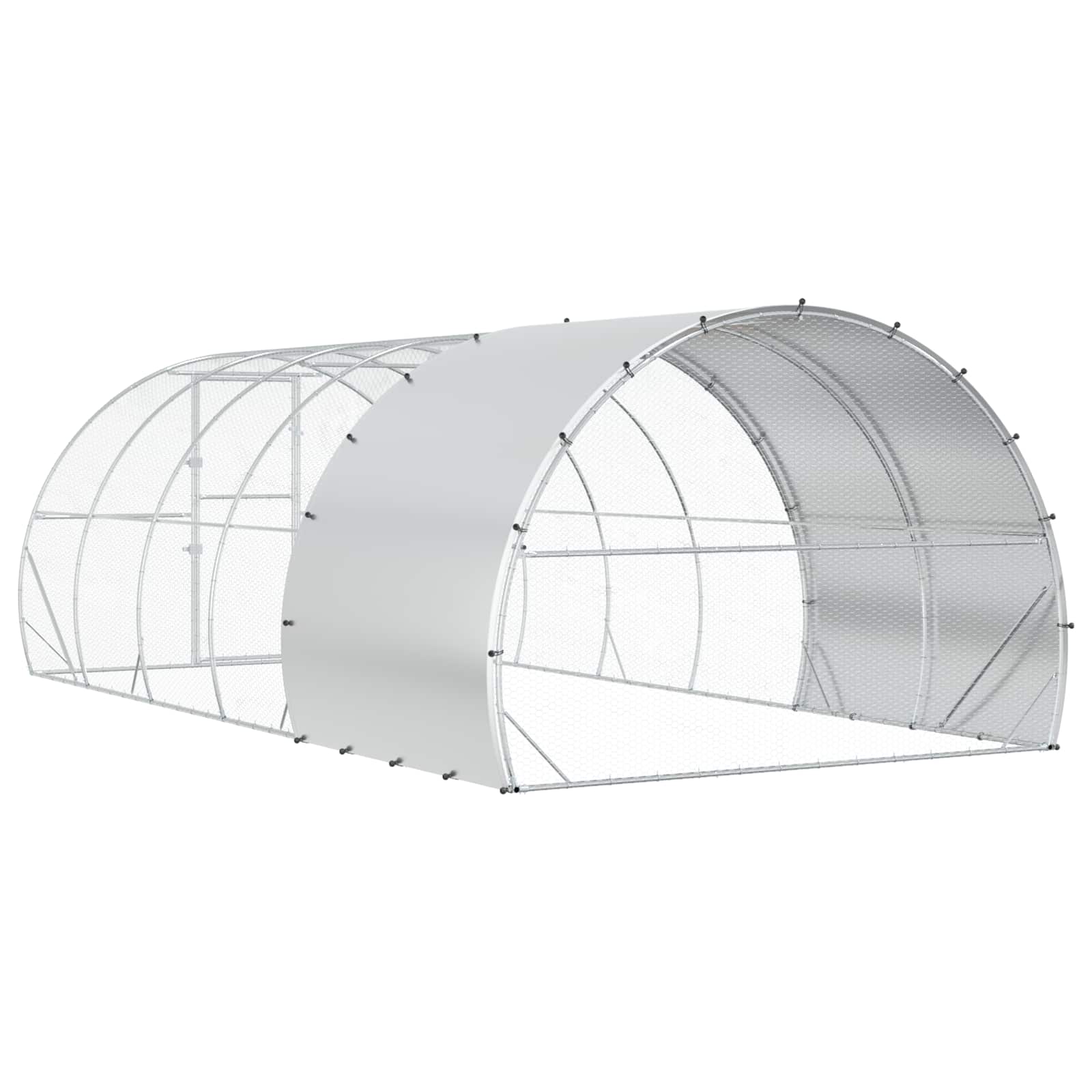 Chicken Coop Silver Galvanised 600x300x200cm