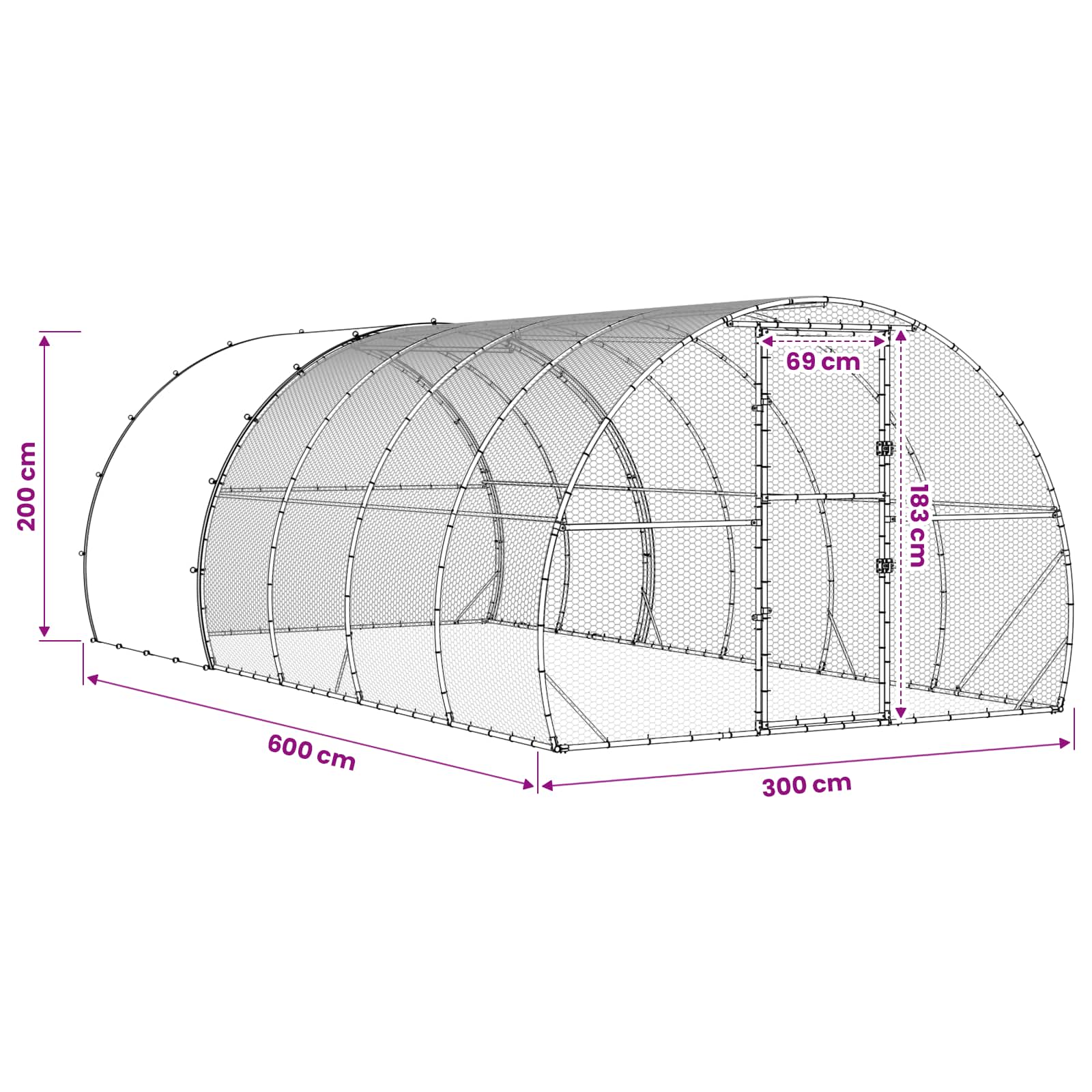 Chicken Coop Silver Galvanised 600x300x200cm