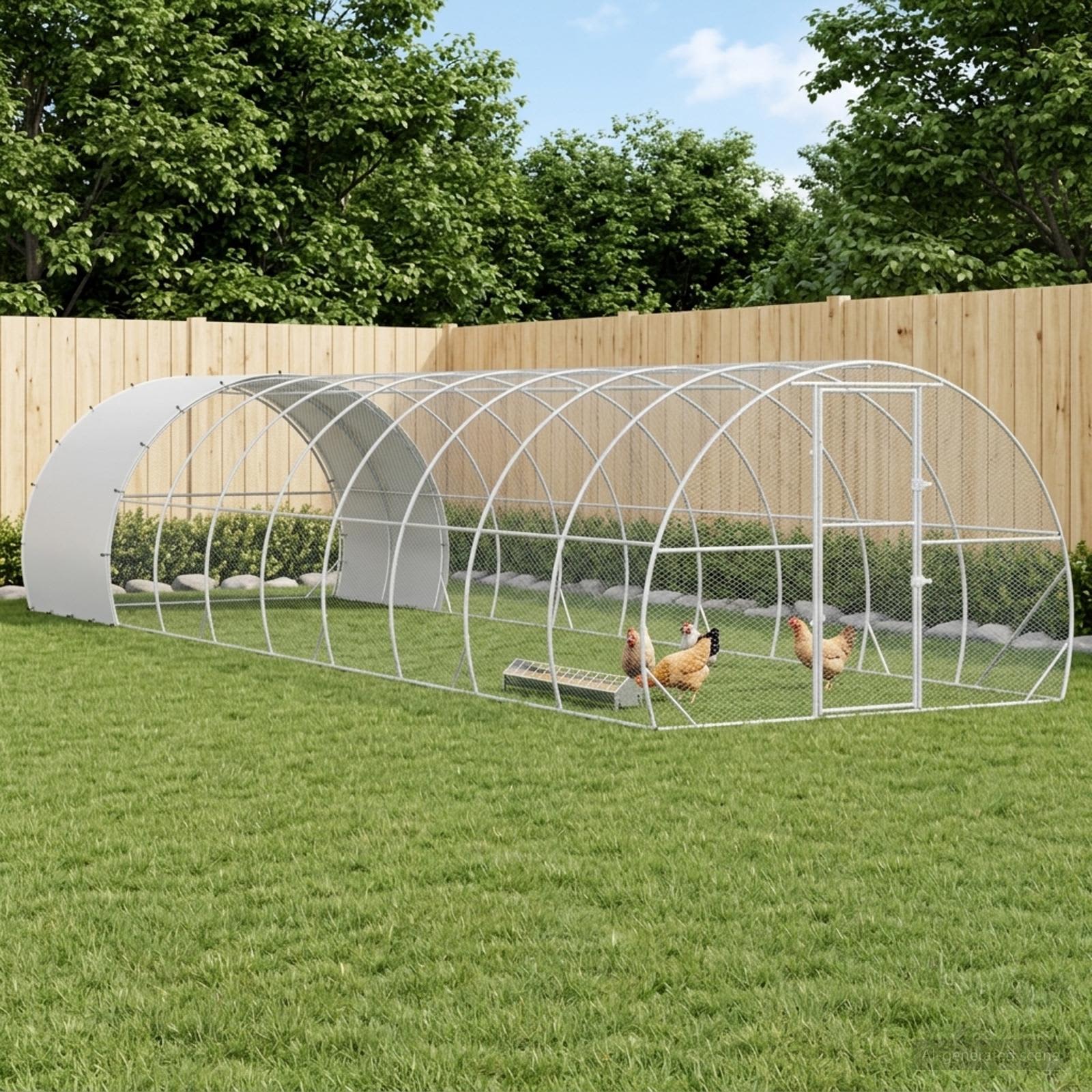 Silver Chicken Coop Galvanised Steel 1000x300x200cm