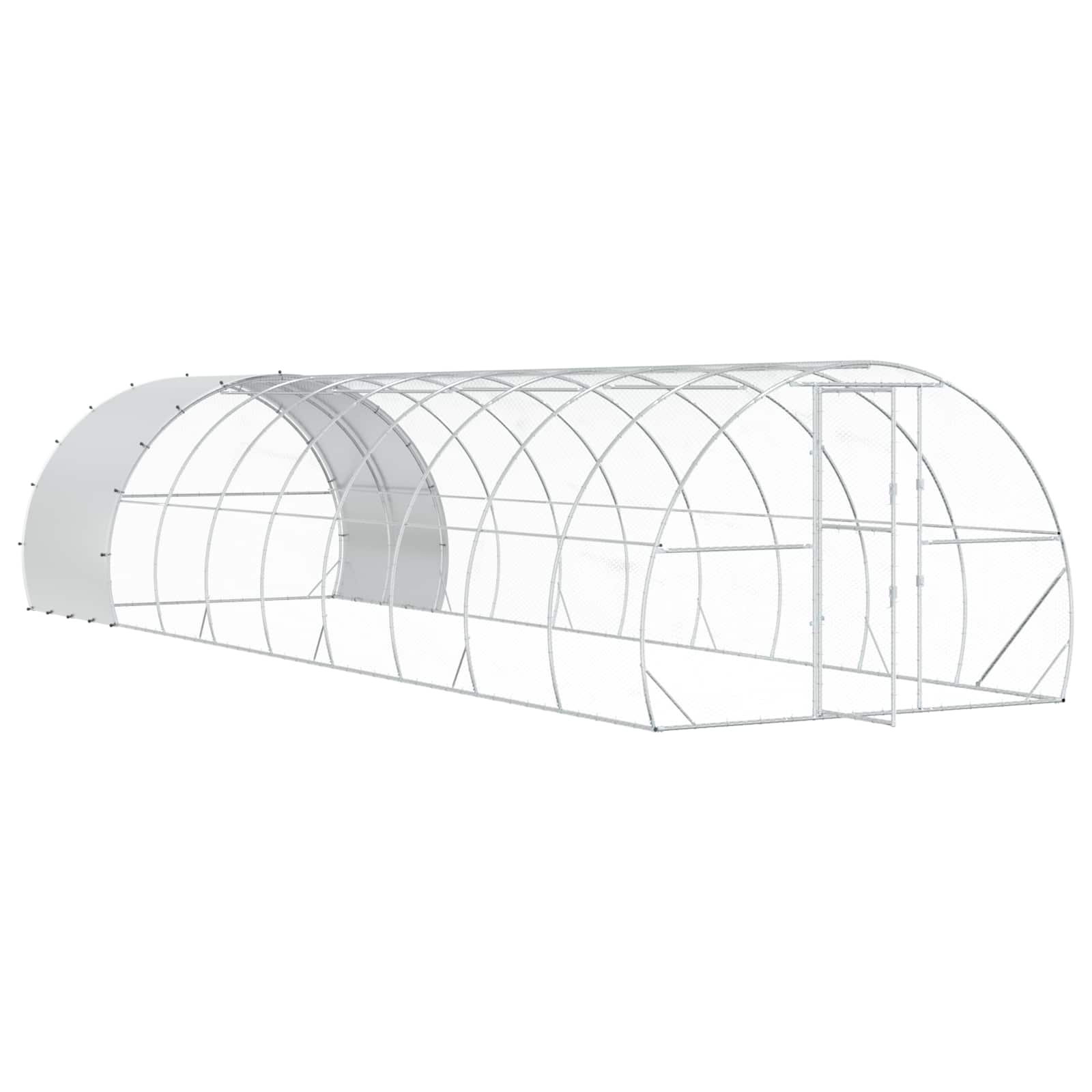 Silver Chicken Coop Galvanised Steel 1000x300x200cm