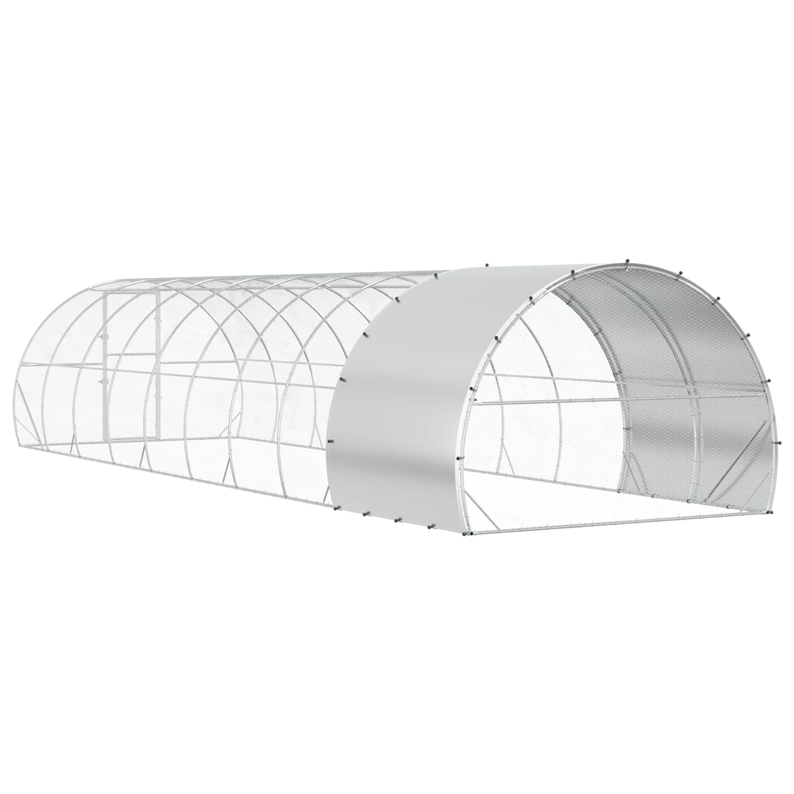 Silver Chicken Coop Galvanised Steel 1000x300x200cm