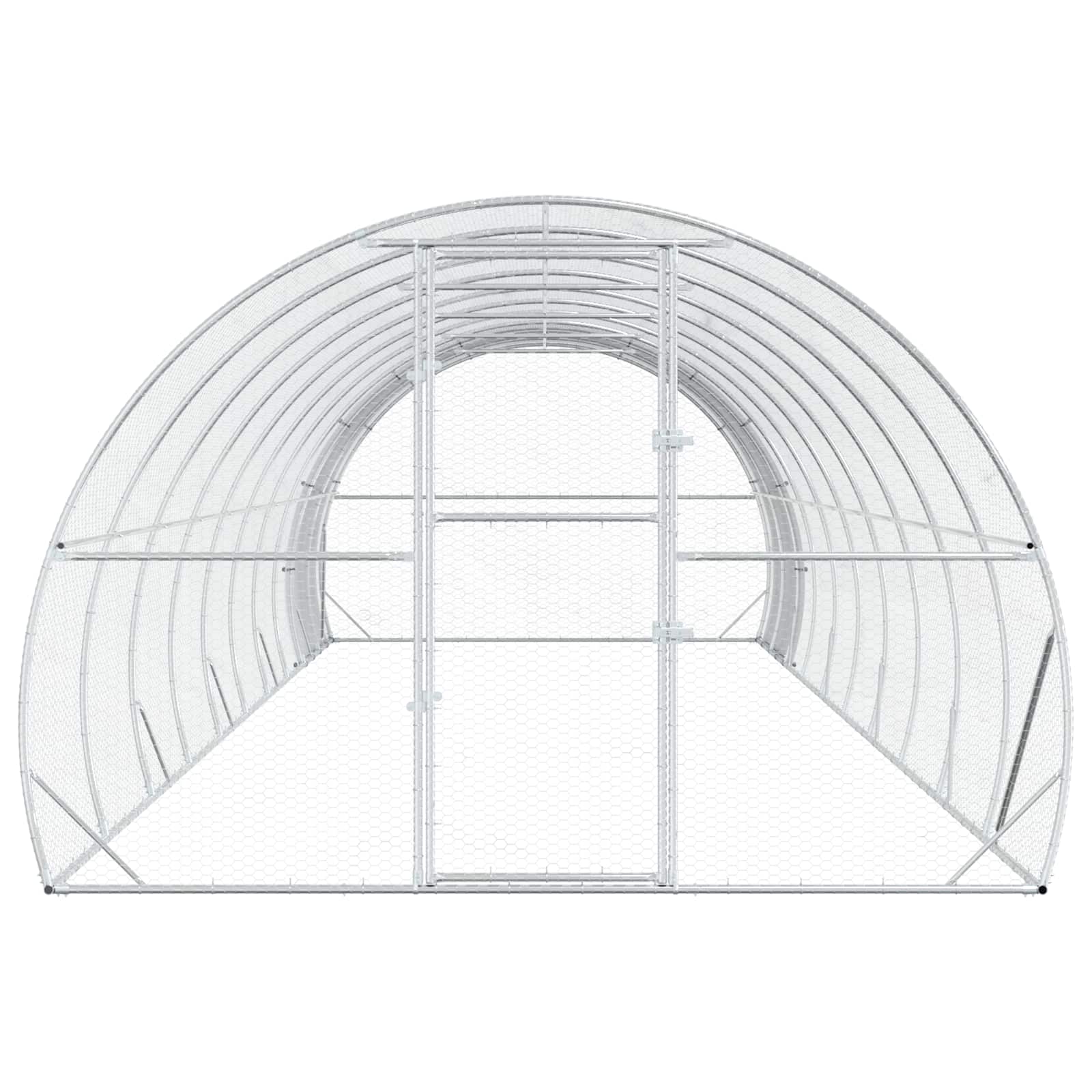 Silver Chicken Coop Galvanised Steel 1000x300x200cm