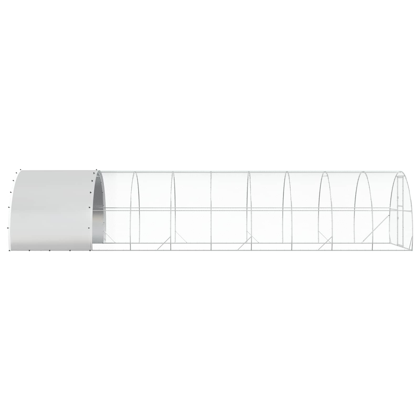 Silver Chicken Coop Galvanised Steel 1000x300x200cm
